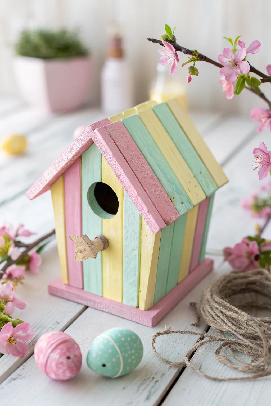 Brighten up your classroom with these adorable, vibrant birdhouse crafts—where minimalism meets a splash of spring color!