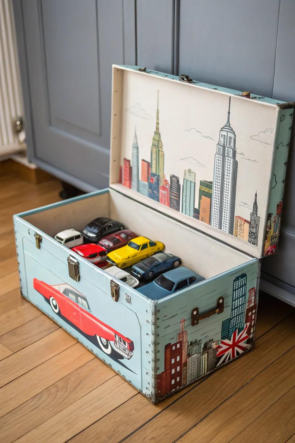 Transform playtime with this garage-themed storage trunk, where imagination meets organization.