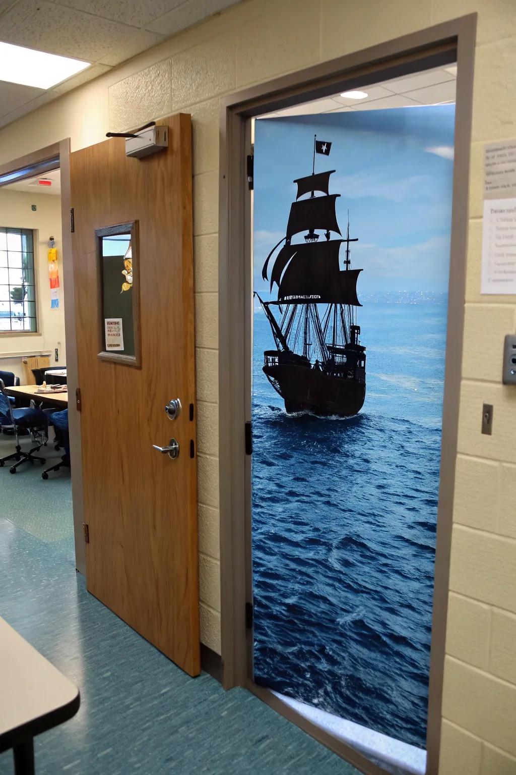 A pirate ship invites students to imagine high-seas adventures.