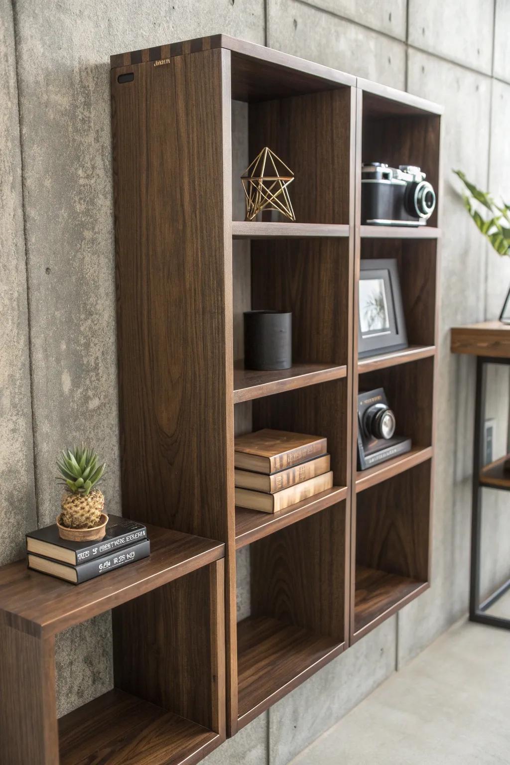 Transform your space with the endless possibilities of modular cube shelves.