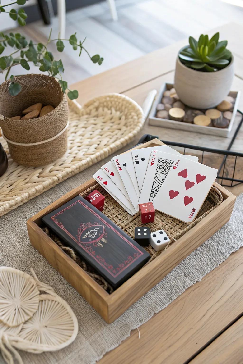 Create unforgettable memories with a stylish game night basket, the perfect Valentine's Day surprise for him!