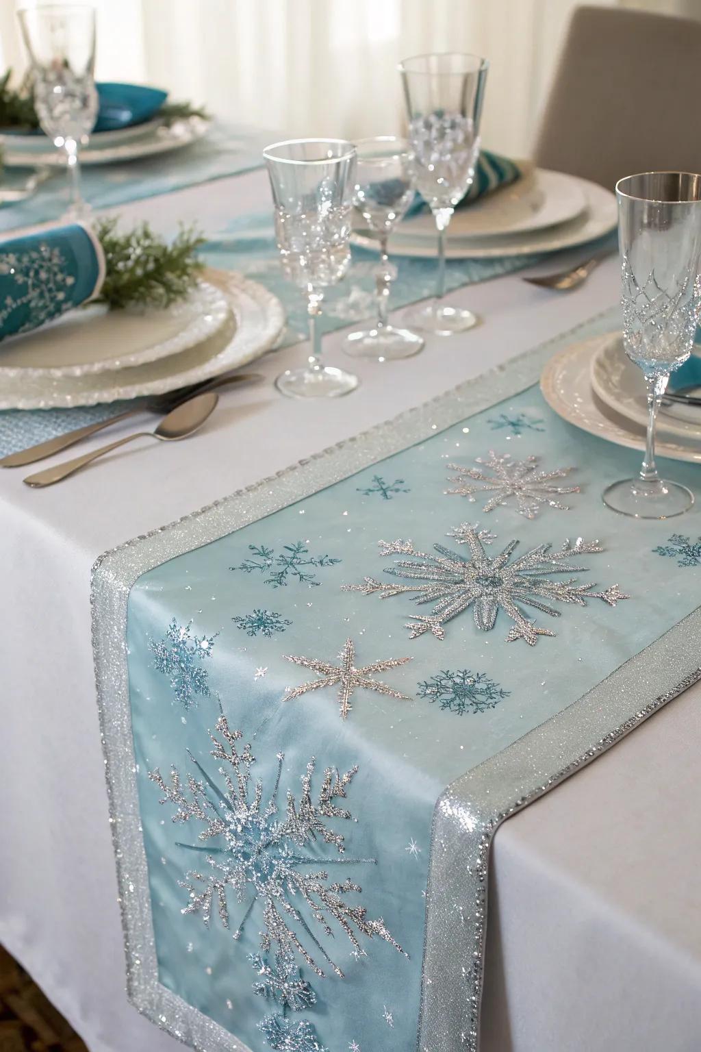 Transform your dining table with a frozen-inspired table runner.