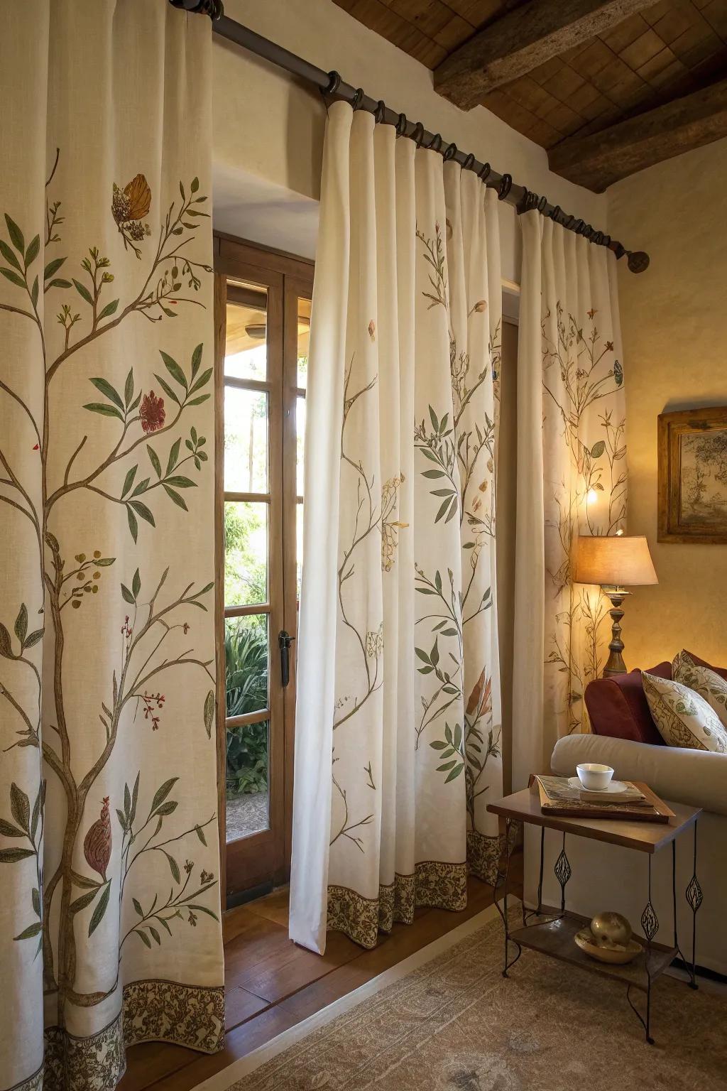 Bring the outside in with nature-inspired curtain accents.