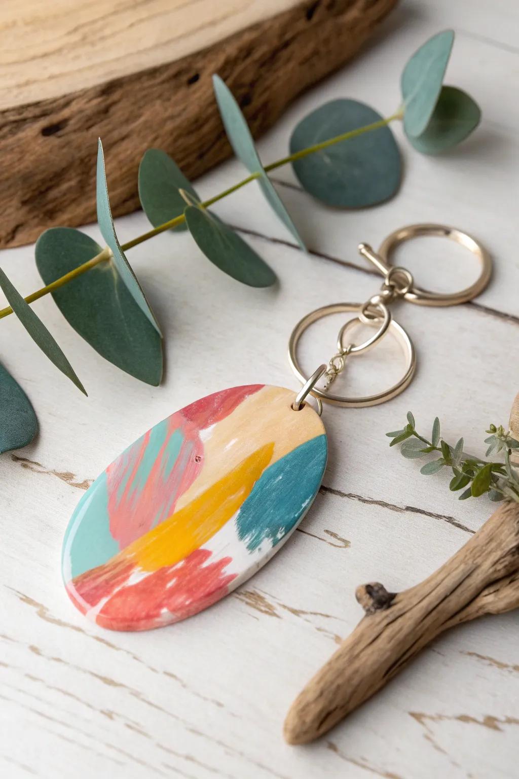 Transform your keys into a tiny canvas with this vibrant abstract art keychain. 🎨✨ #MinimalistBoho #ColorSplash