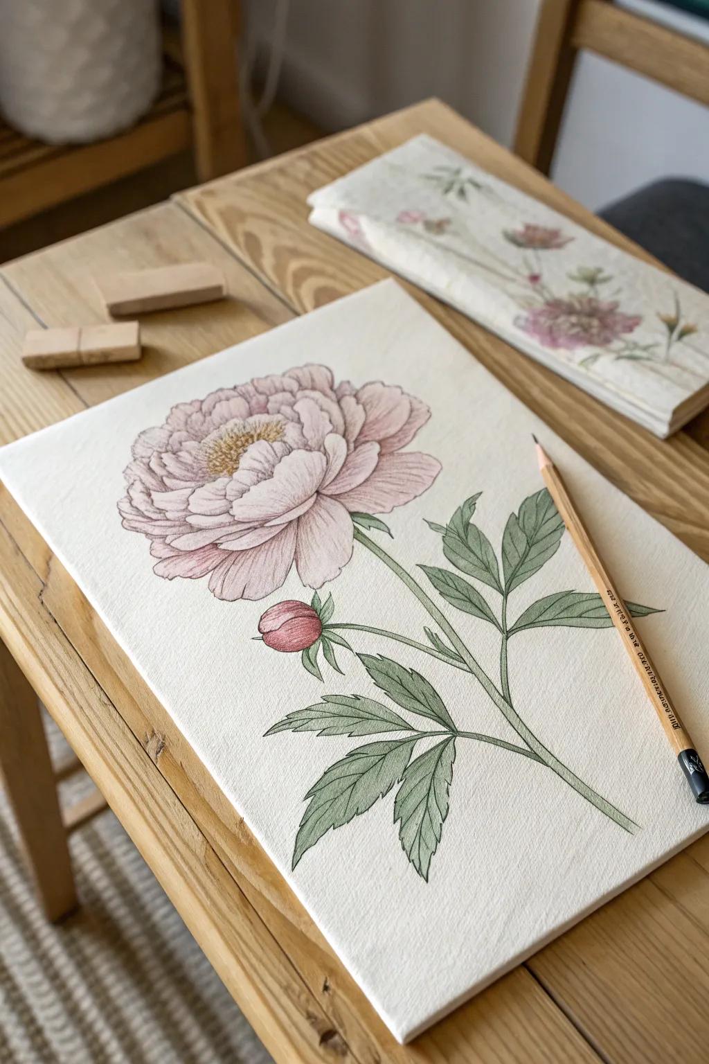 Elegance in Every Petal: Discover the therapeutic art of drawing peonies.