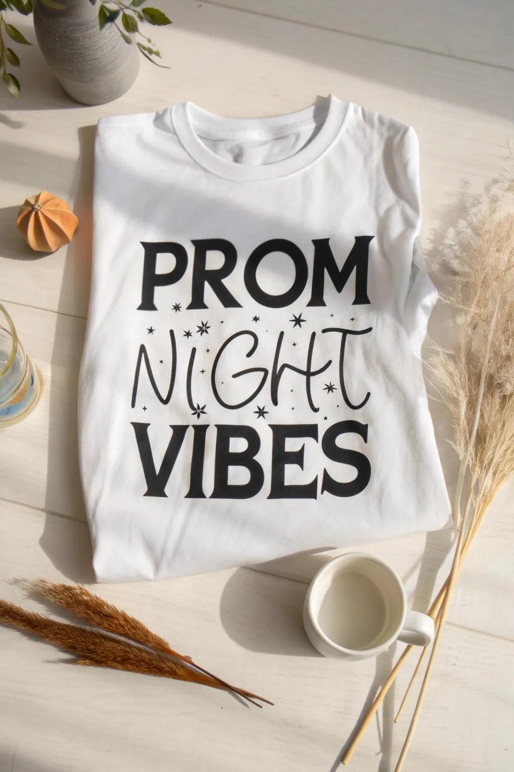 Make a statement with bold typography that captures the spirit of prom night, perfect for those who love a minimalist yet expressive style!