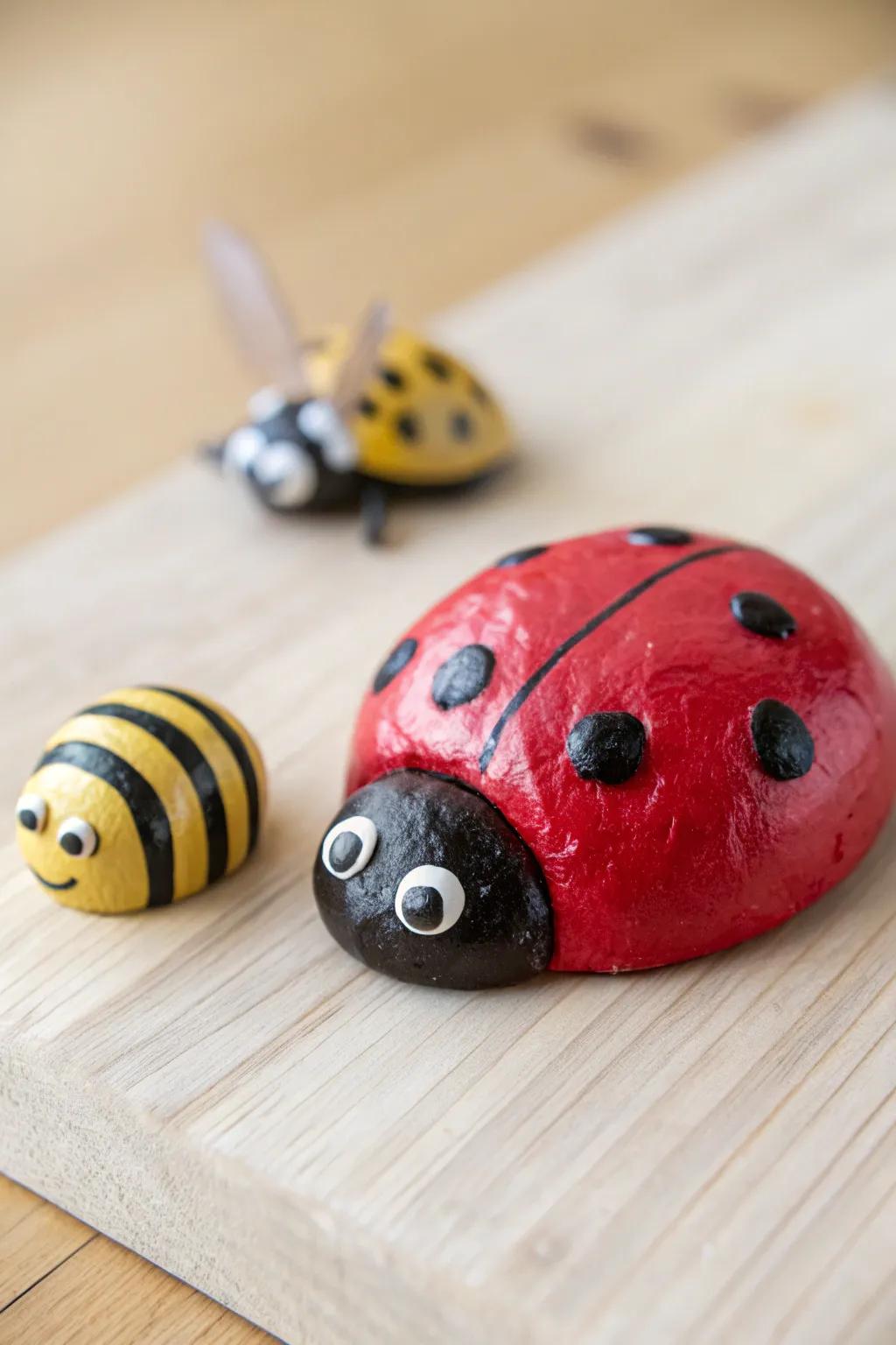 Adorable clay critters to brighten up your windowsill! 🐞🐝 #CraftWithKids #ScandiBoho