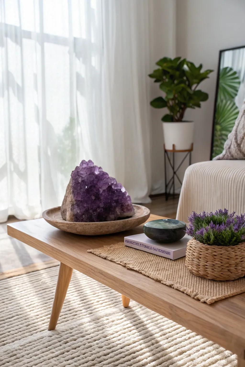 Elevate your space with the enchanting allure of an amethyst geode.