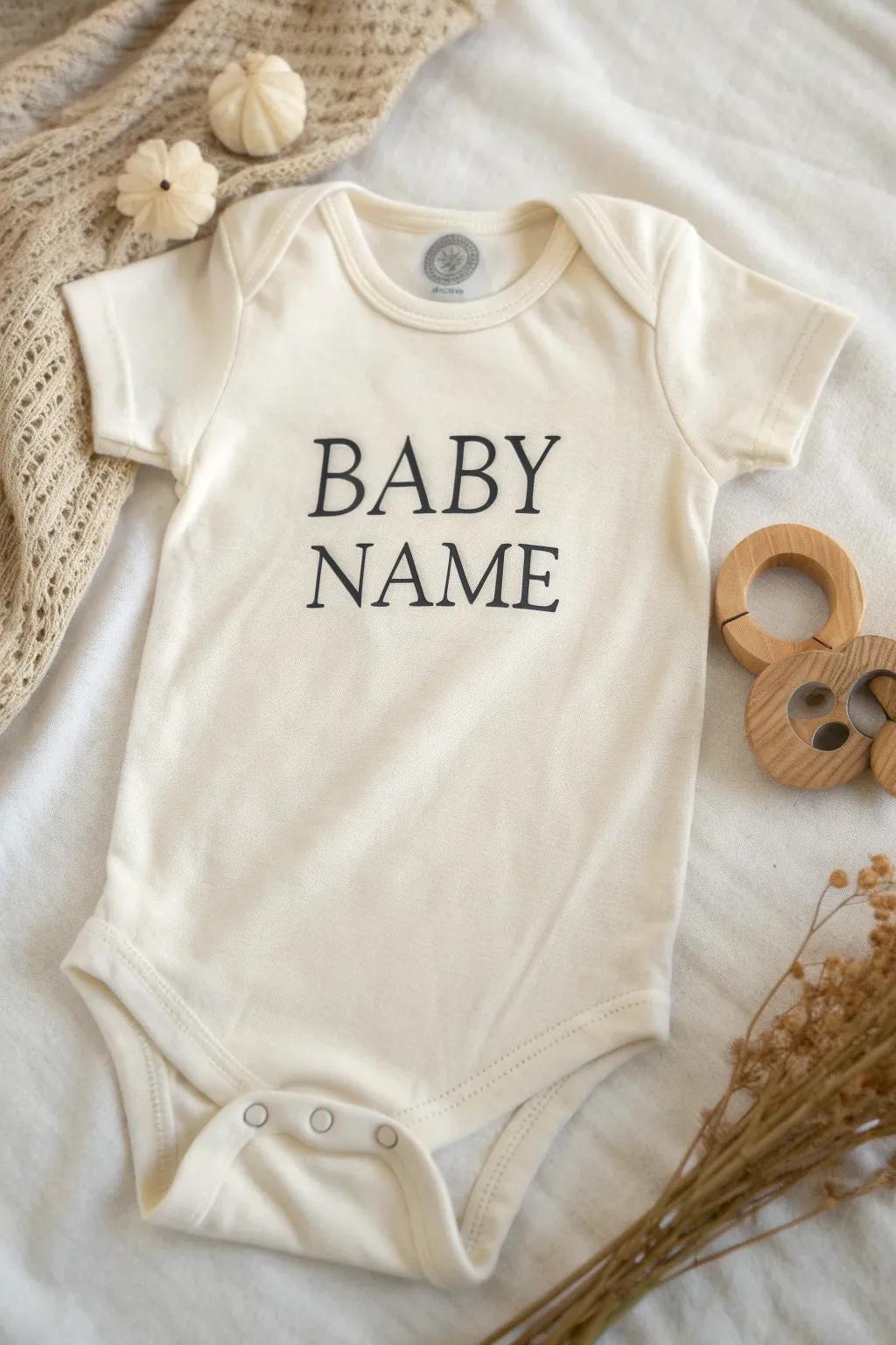Make a statement with a bold name onesie that captures hearts and memories.
