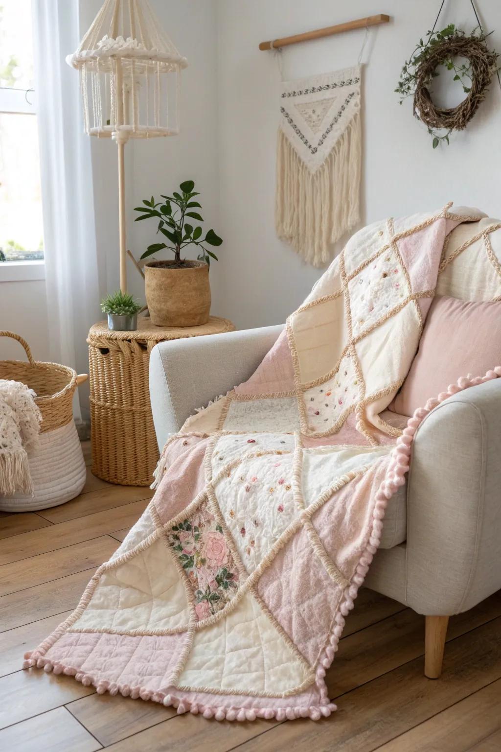Embrace the charm of handmade warmth with this delightful DIY rag quilt, where simplicity meets style.