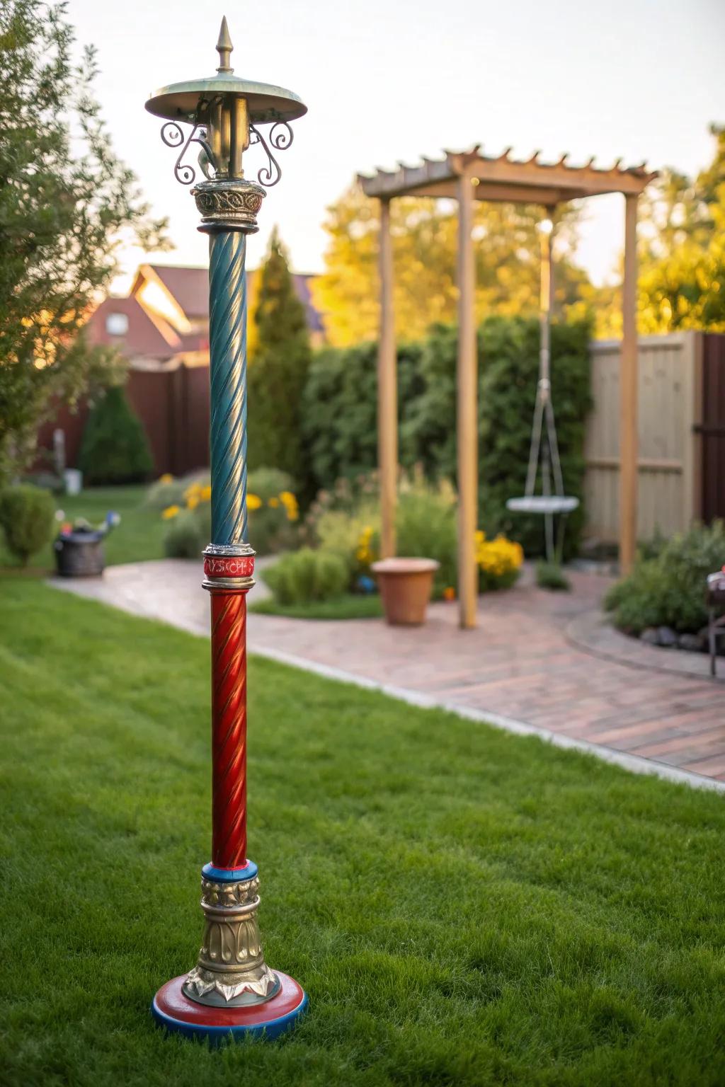 Transform your backyard with vibrant, crafted metal pole zipline supports.