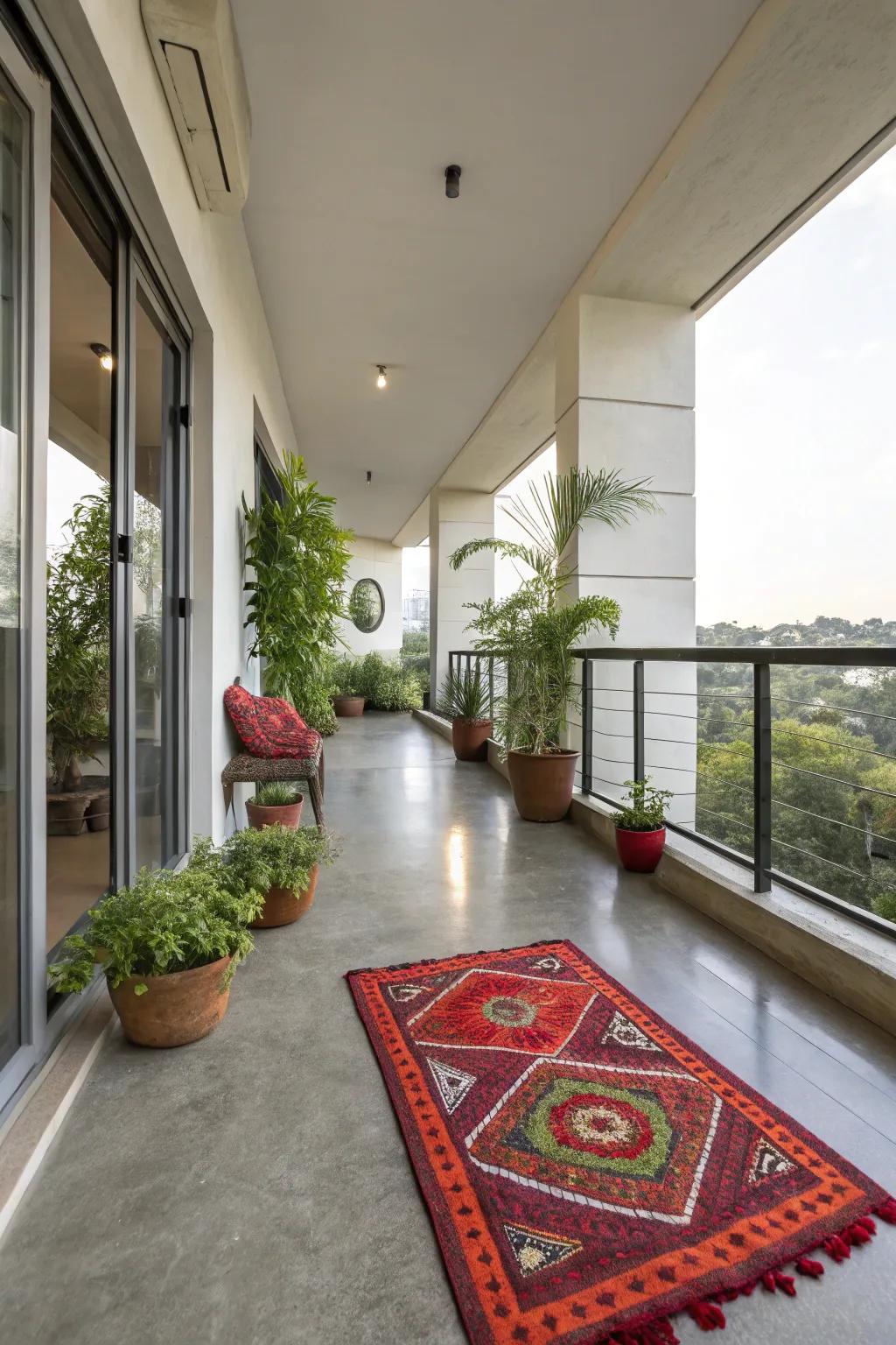 Concrete flooring offers a sleek and modern aesthetic.