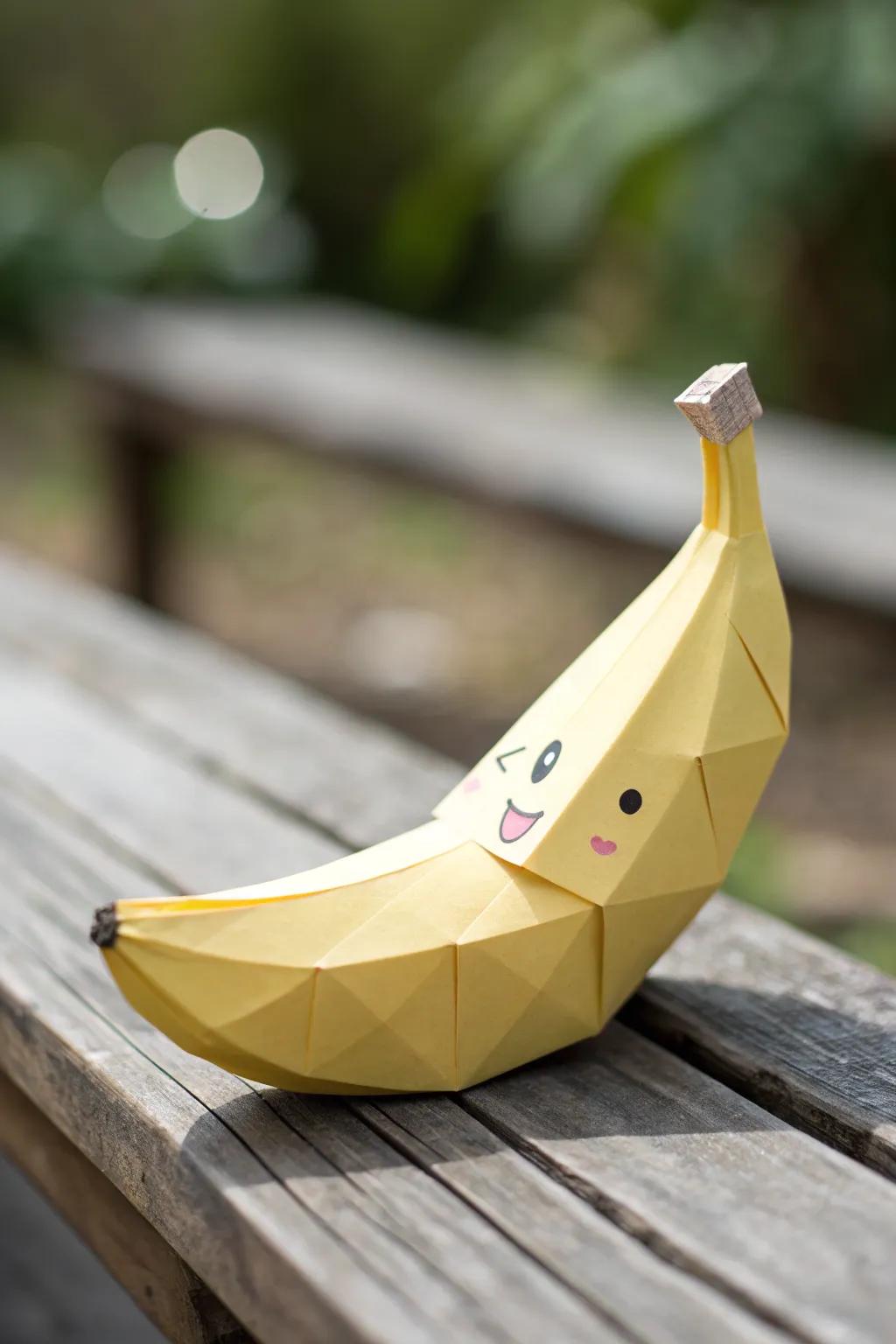 Crafted Simplicity: A whimsical paper banana bringing a playful touch to minimalist design.