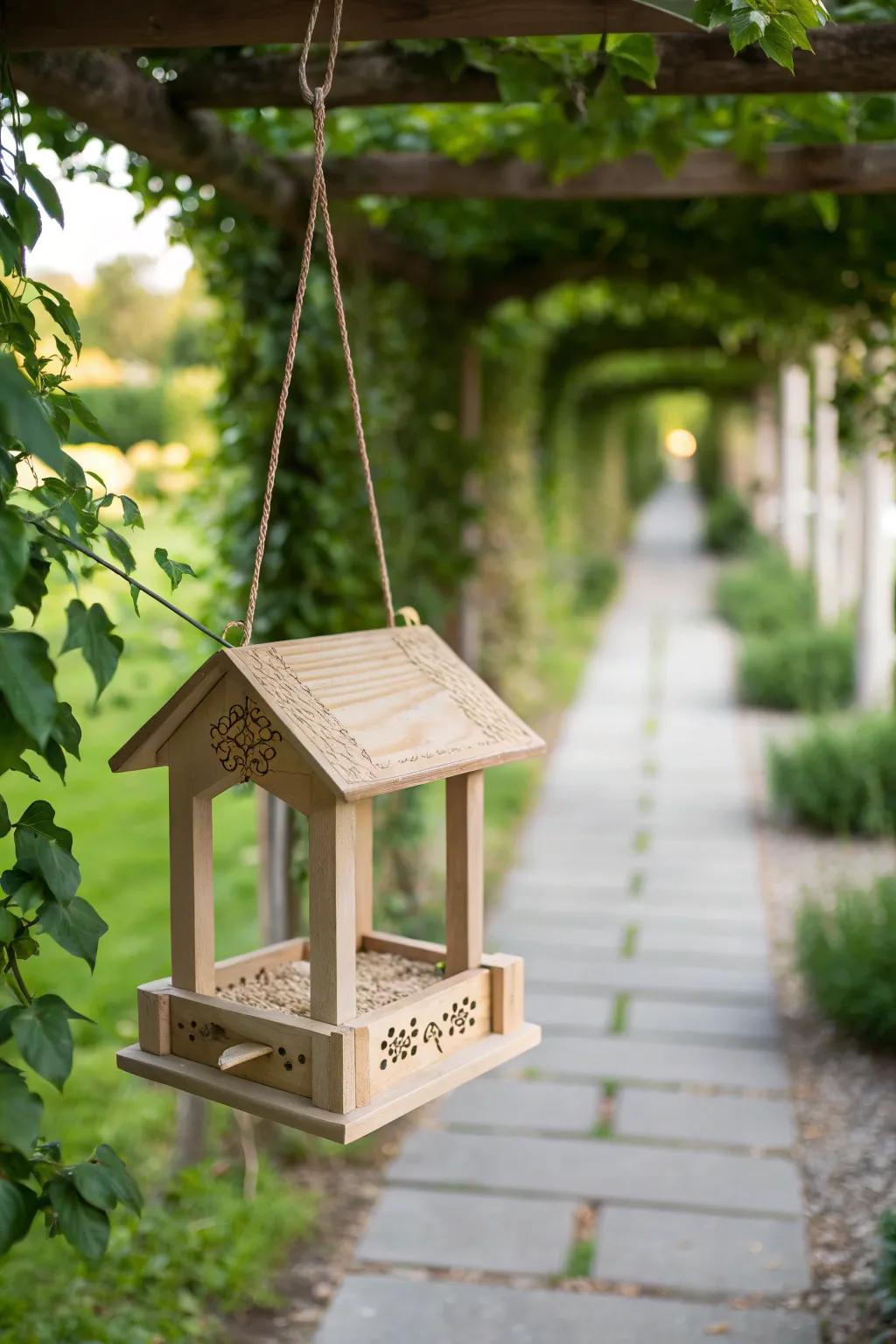 Guide your garden guests with elegance and simplicity, one bird feeder at a time.