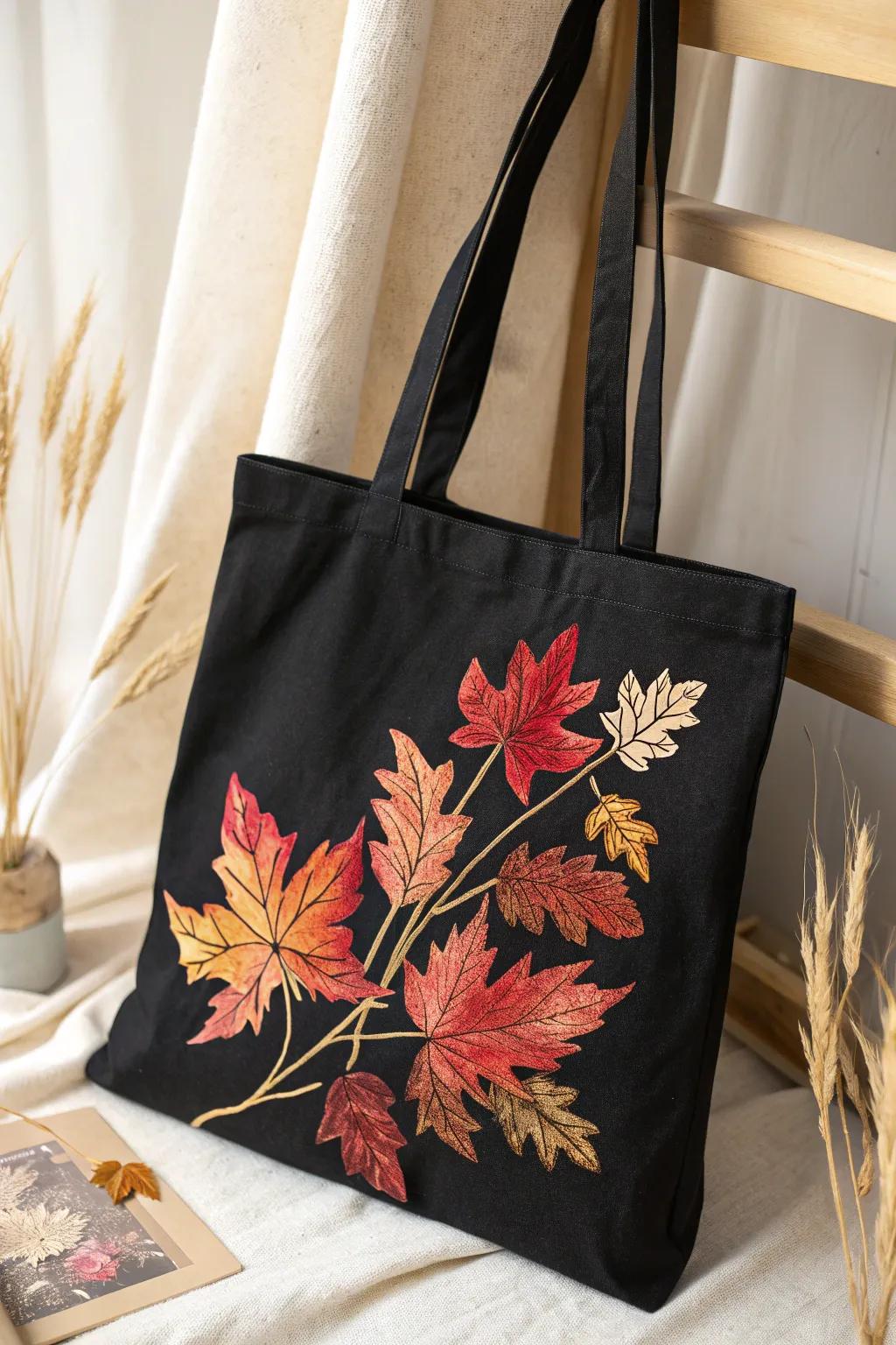 Carry the warmth of autumn with you, beautifully captured on a tote bag.