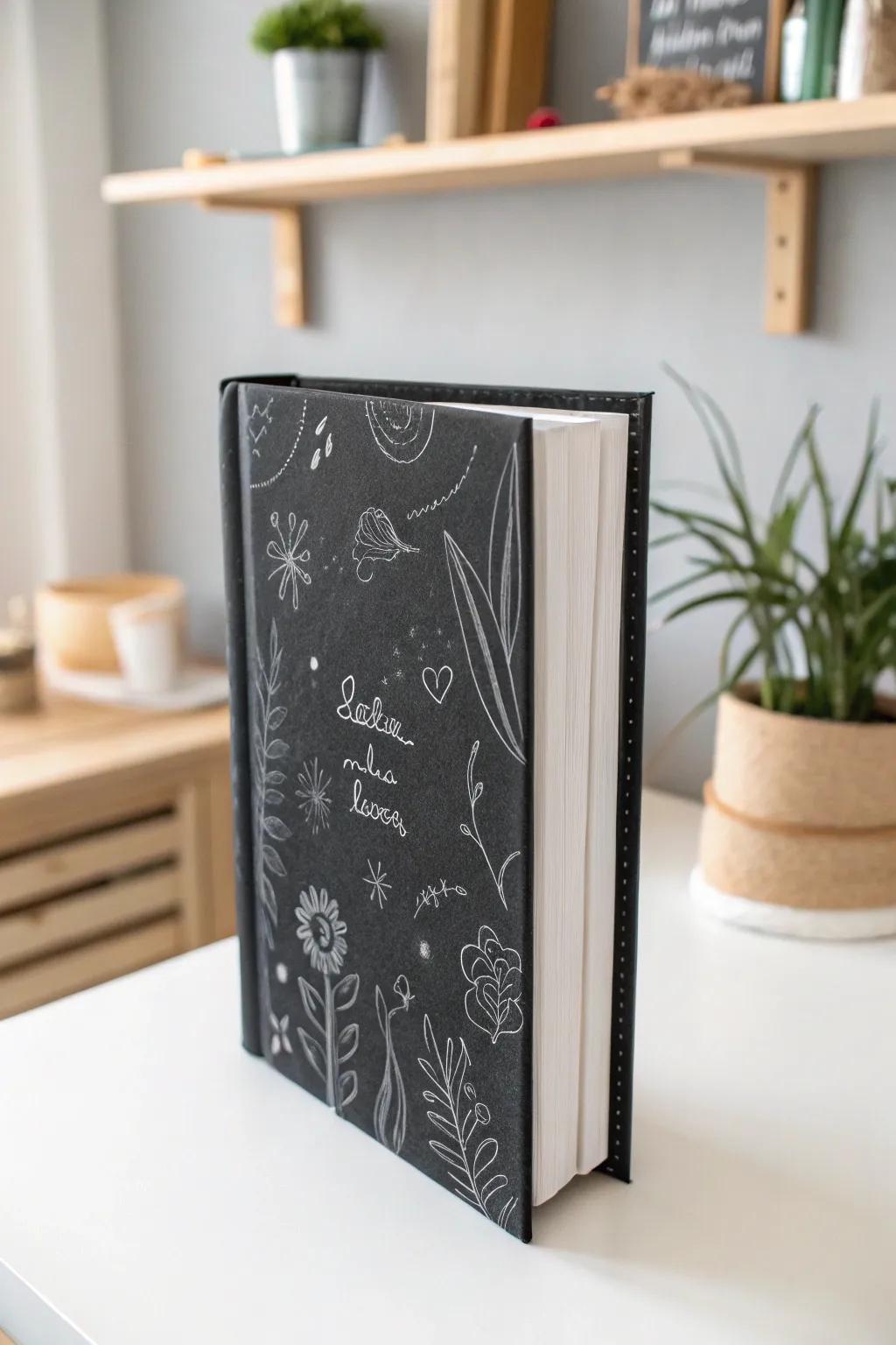 Turn your school books into a canvas of creativity with chic chalkboard covers.