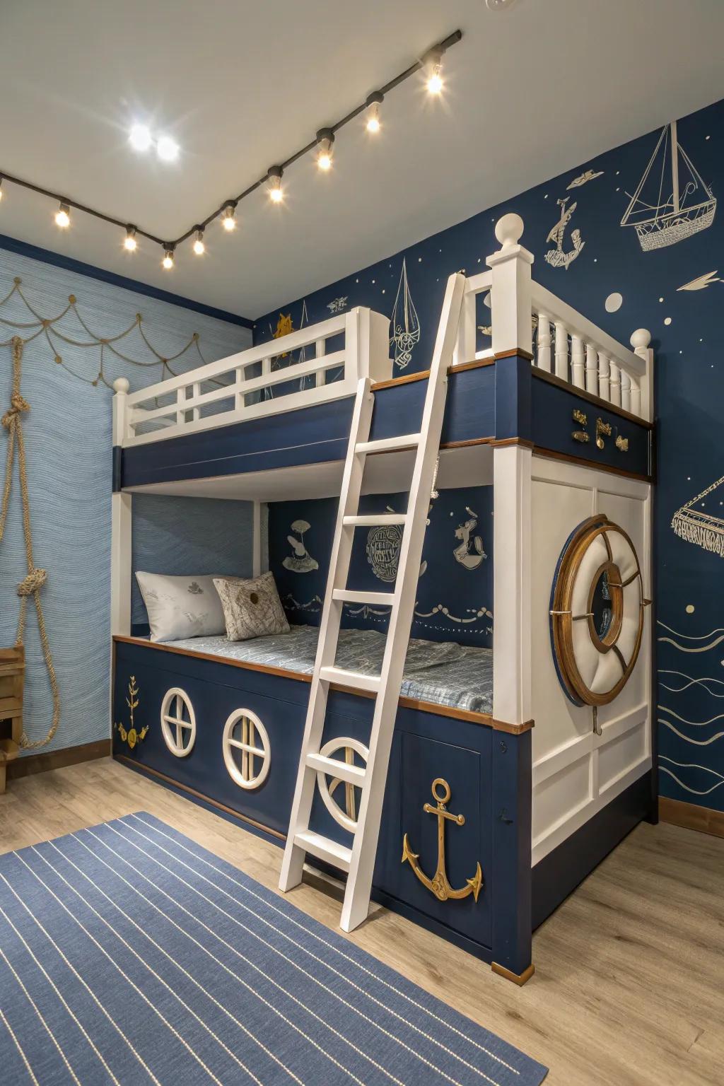 Set sail into dreamland with this exquisitely crafted nautical bunk bed—where adventure meets craftsmanship.