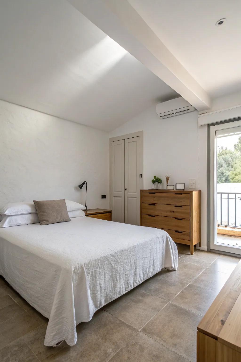 Minimalist decor simplifies the space and calms the mind.