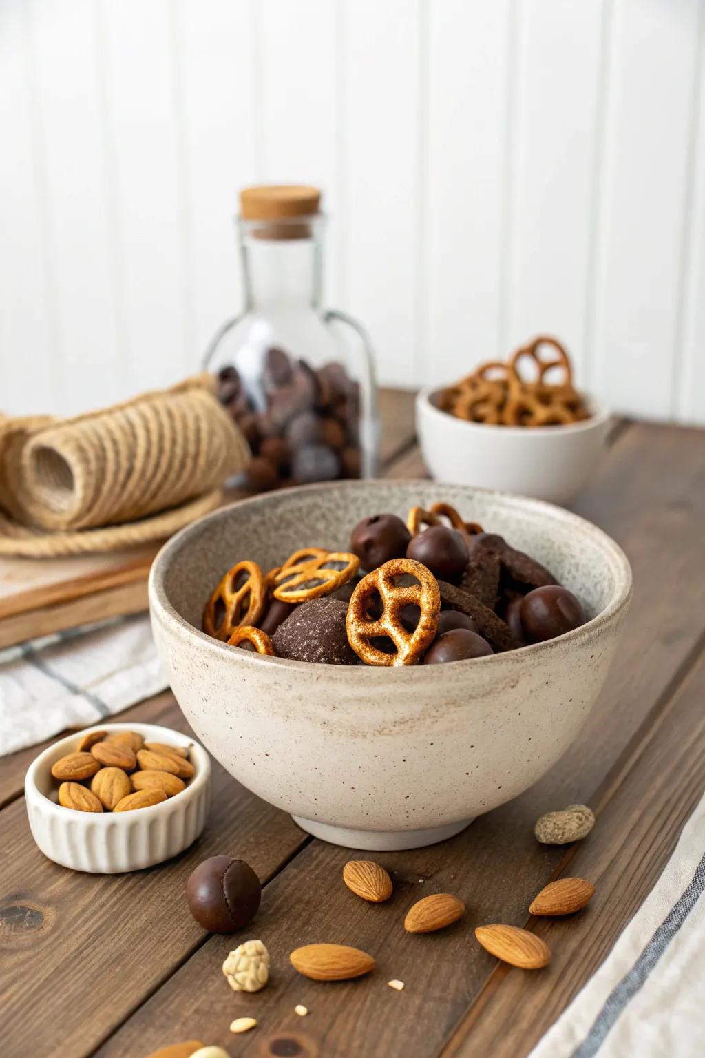 Indulge in the perfect balance of sweet and salty with this artisanal treat mix.