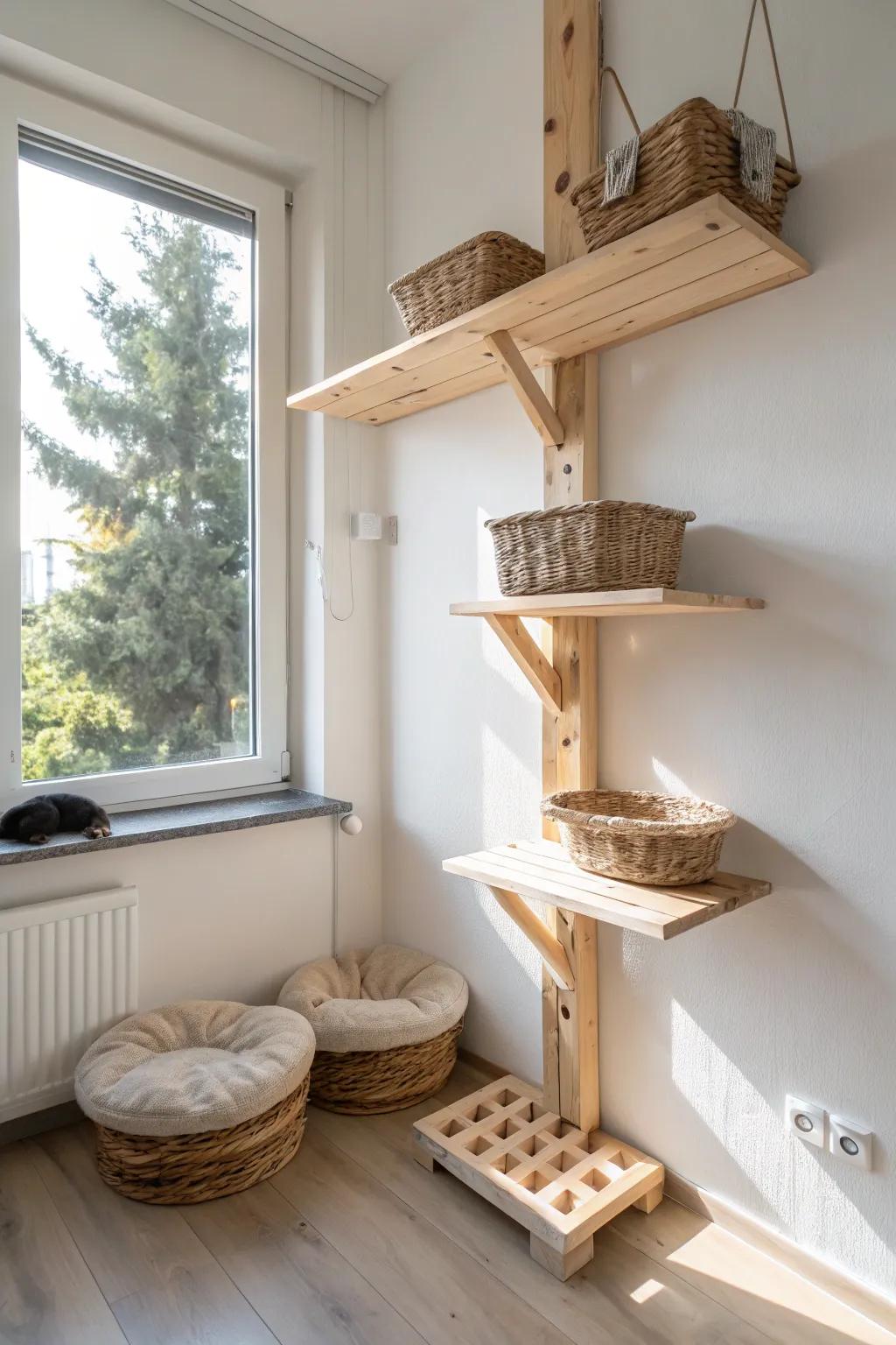 Elevate your catio with a stylish vertical playground—endless fun for your feline friends!