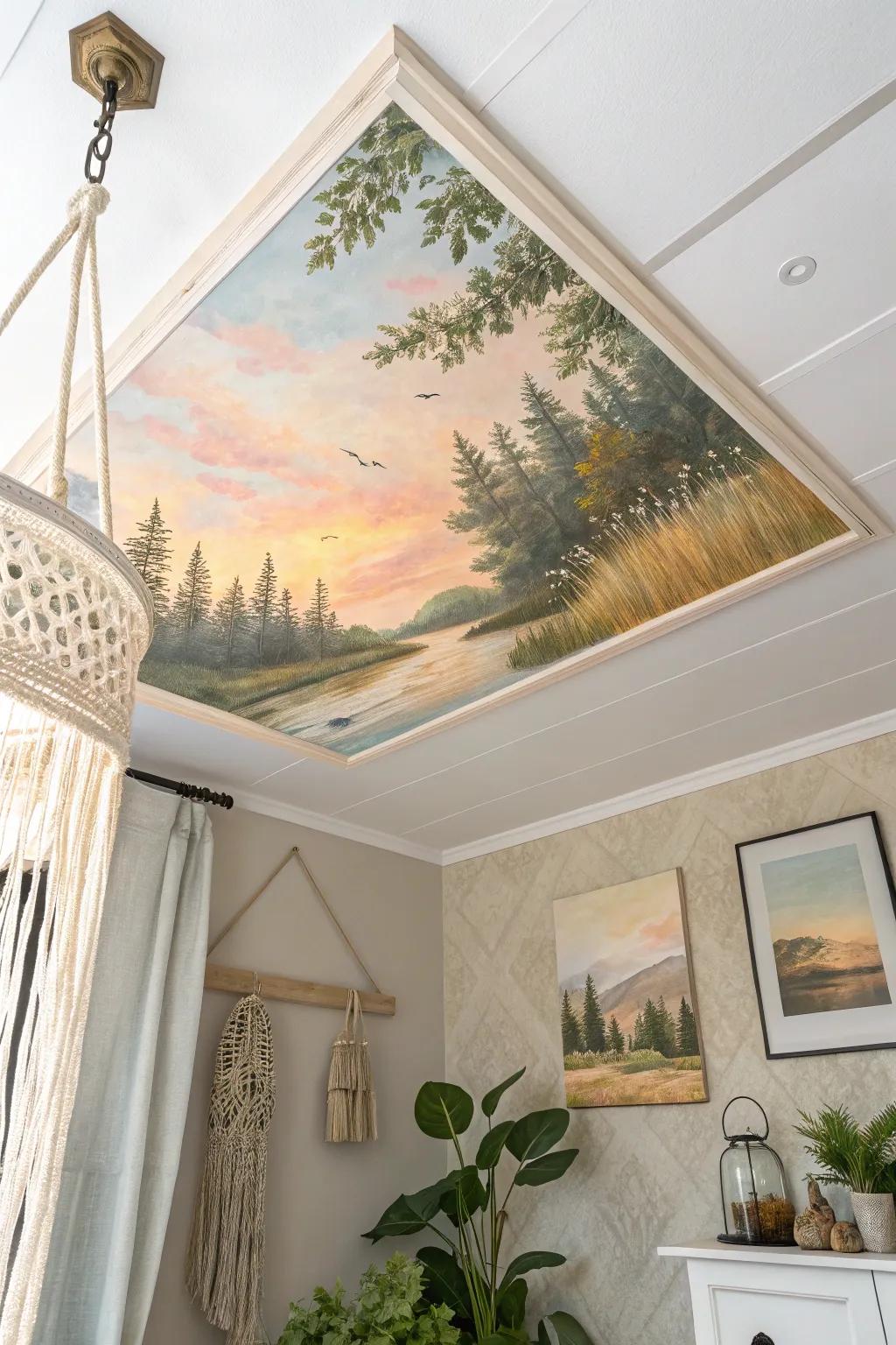 Transform your space into a haven with a touch of nature on your ceiling tiles. 🌿✨
