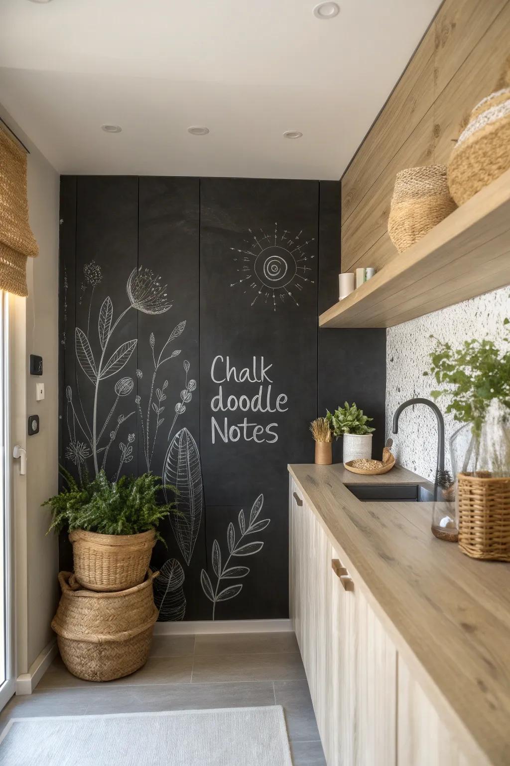 Transform your space with a touch of creativity and functionality—embrace the art of a minimalist chalkboard wall.