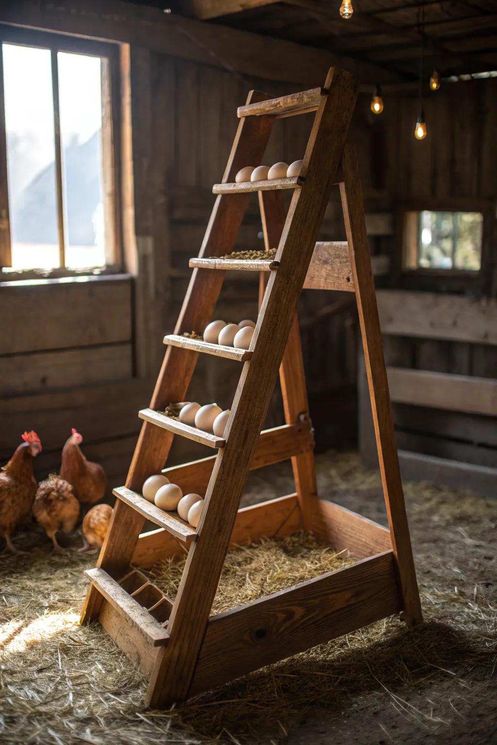 Elevate your flock's comfort with this artisan-crafted ladder-style chicken roost.