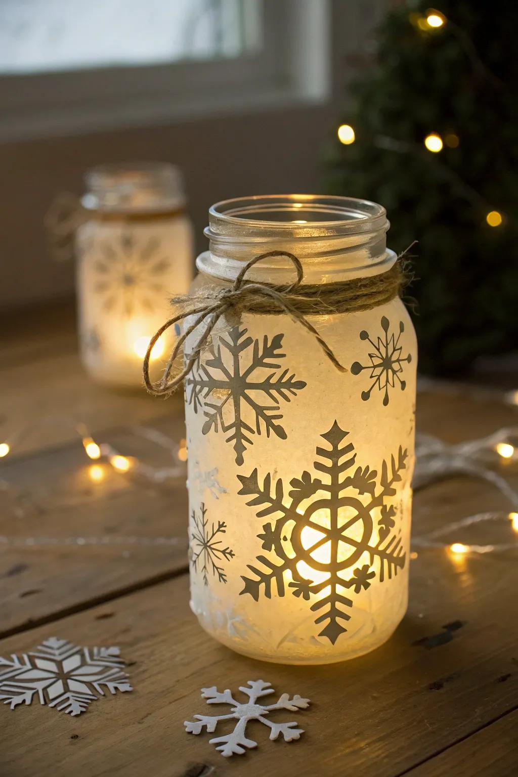 Enchant your space with the warm glow of snowflake luminaries.