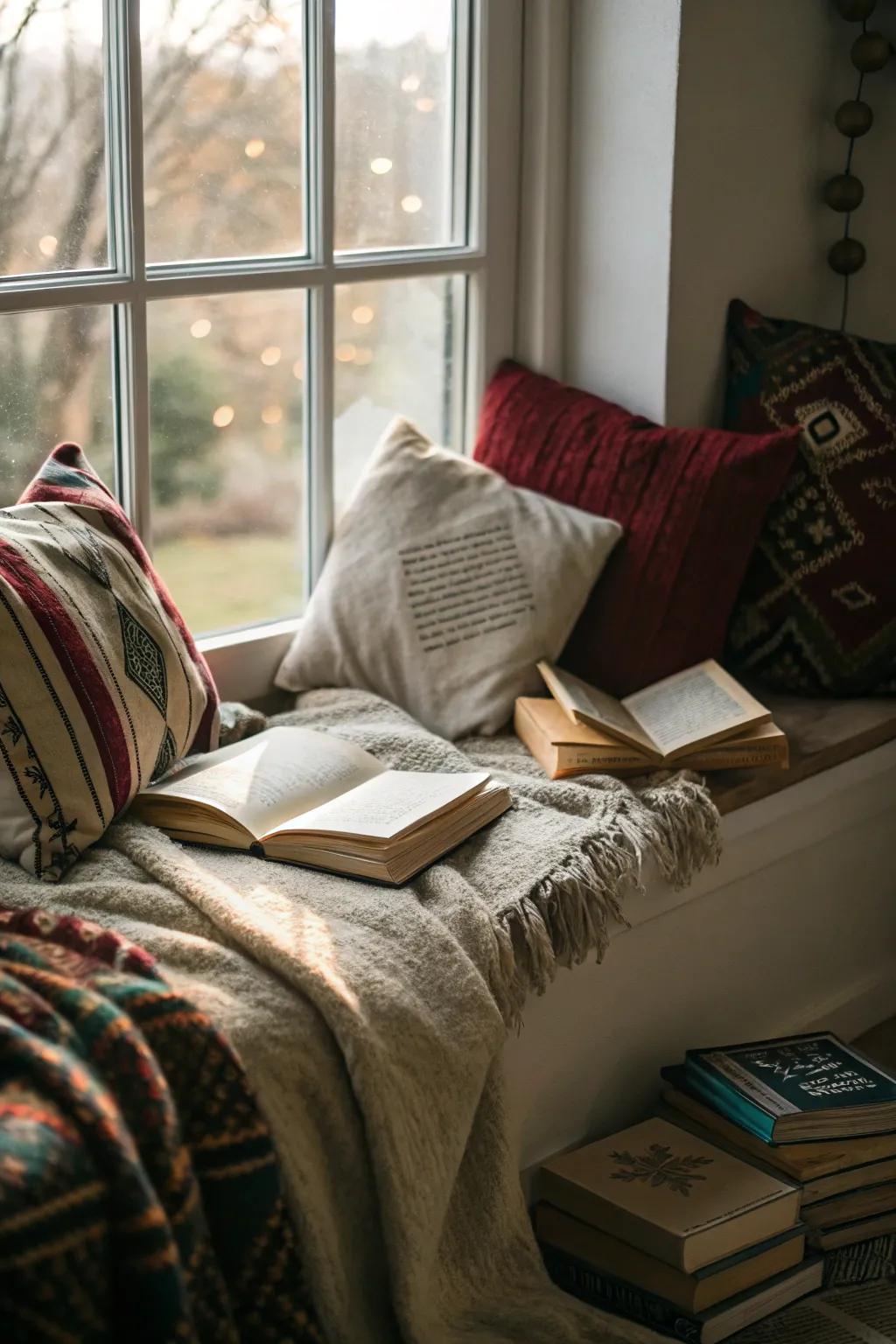 Create a snug space for holiday storytelling.