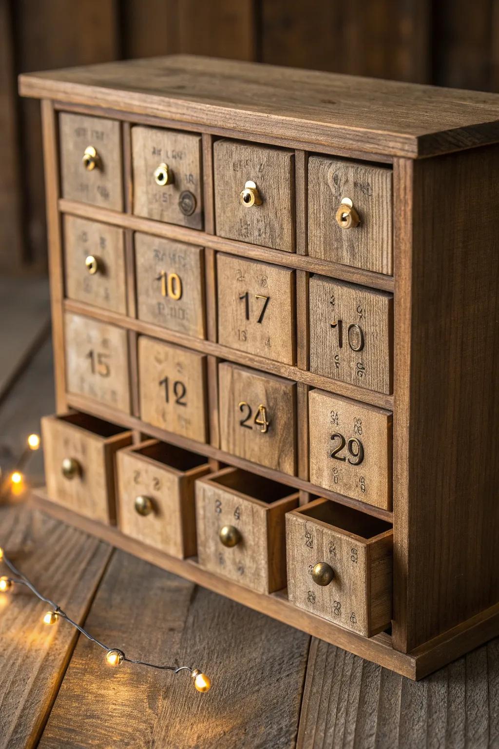 Countdown to Christmas with a touch of rustic charm: A handcrafted advent calendar for the discerning craftsman.