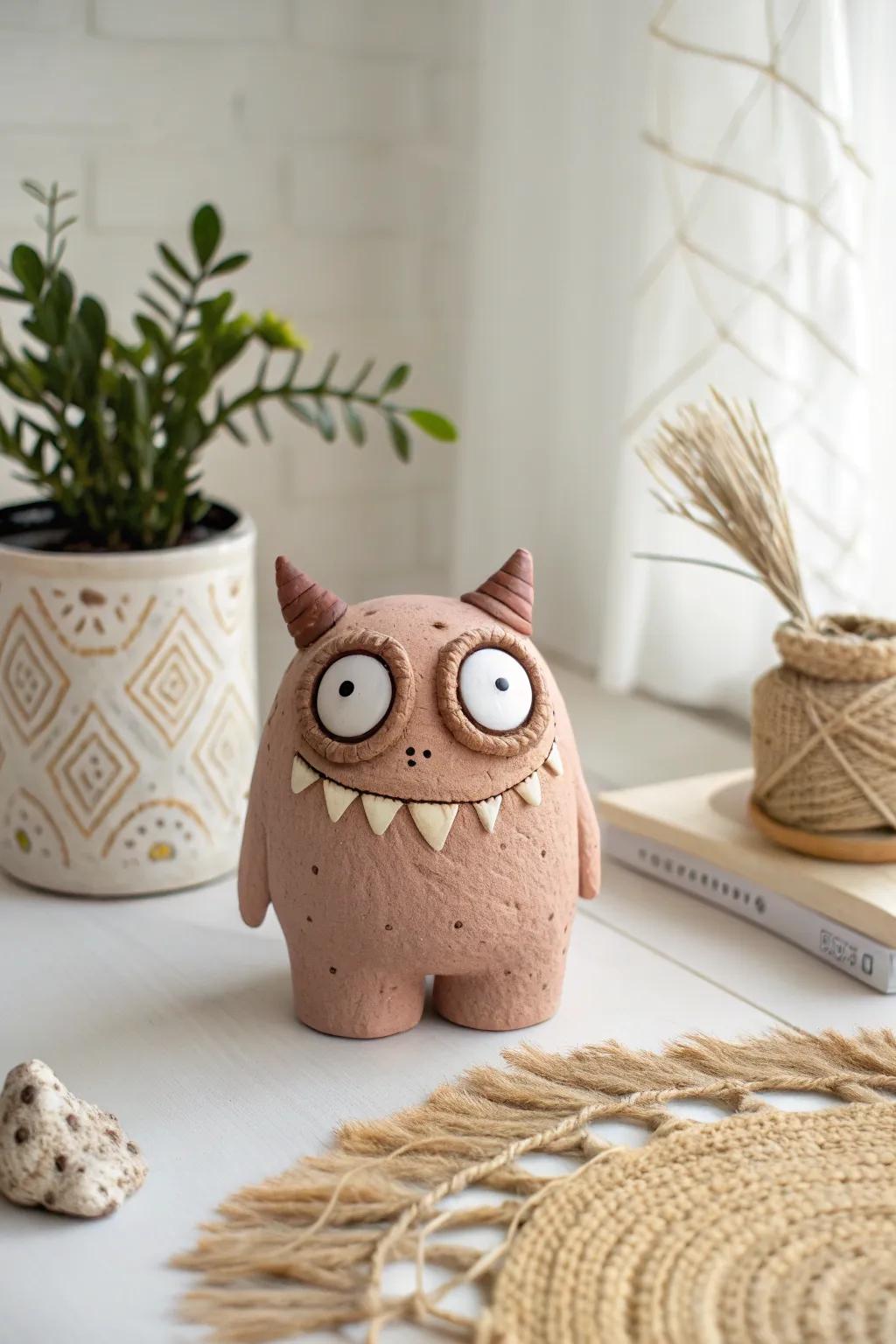 Let your imagination run wild with this charming clay monster, where oversized eyes bring endless smiles!
