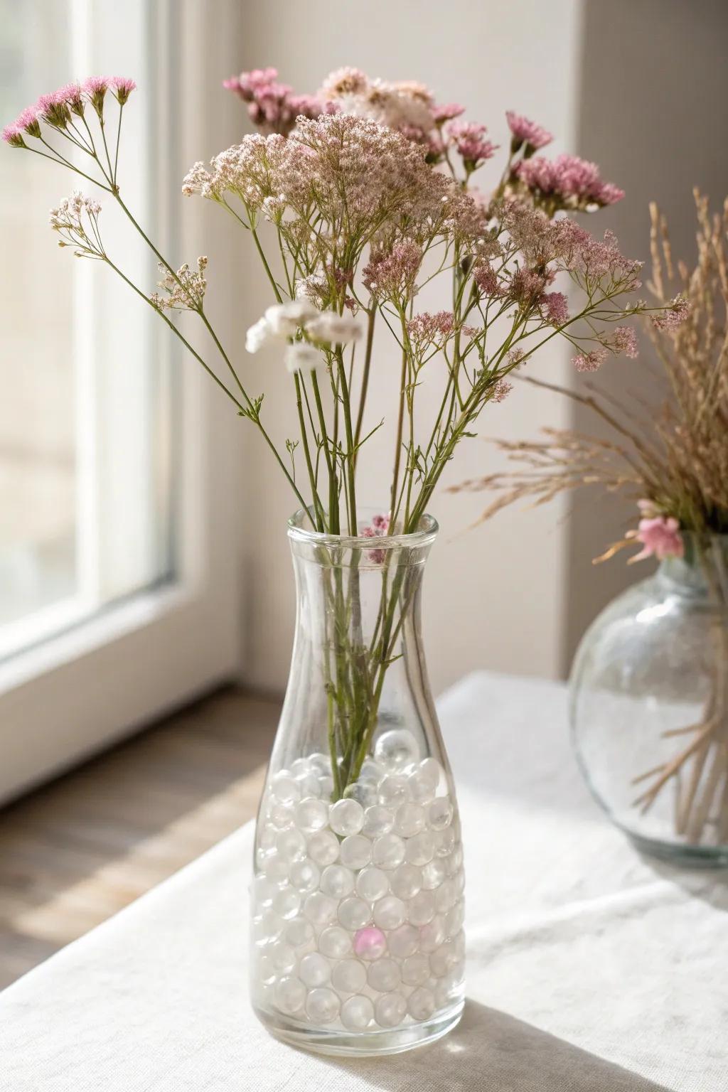 Elevate your floral arrangements with the enchanting allure of clear Orbeez.