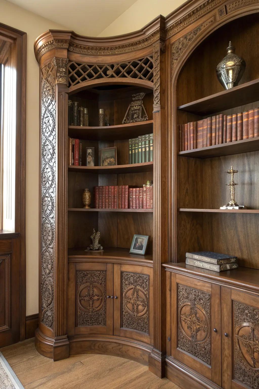 Transform your space with a bespoke CNC-crafted curved bookshelf that merges functionality with art.