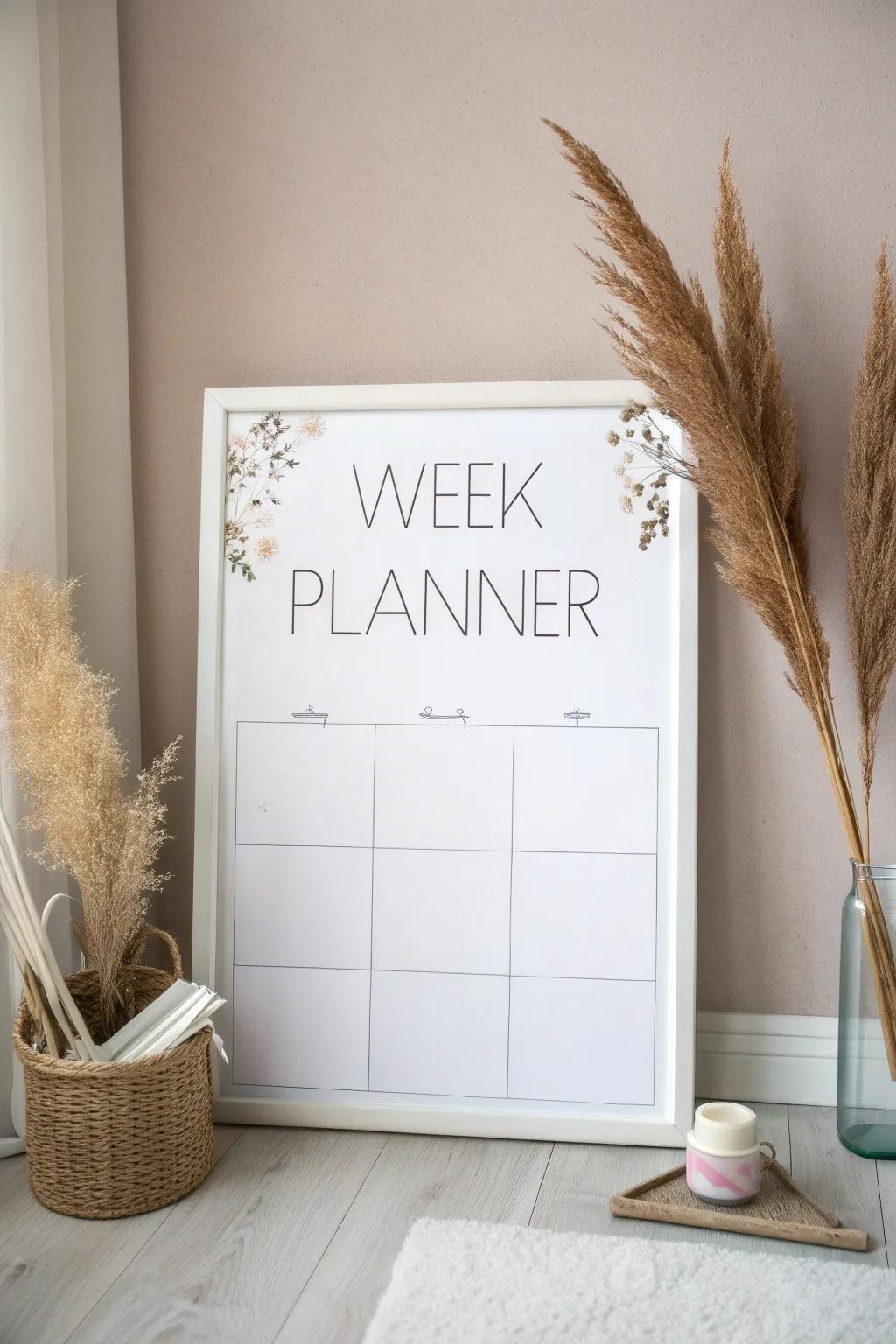 Organize your week with minimalist elegance: Embrace simplicity and stay on top of your college life with this stylish weekly planner.