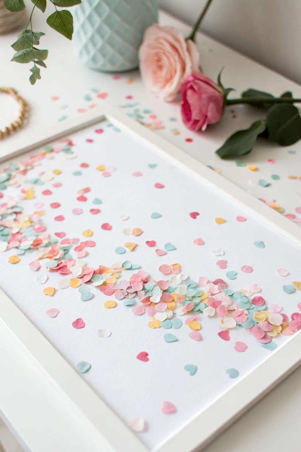 Celebrate in style with minimalist confetti charm.