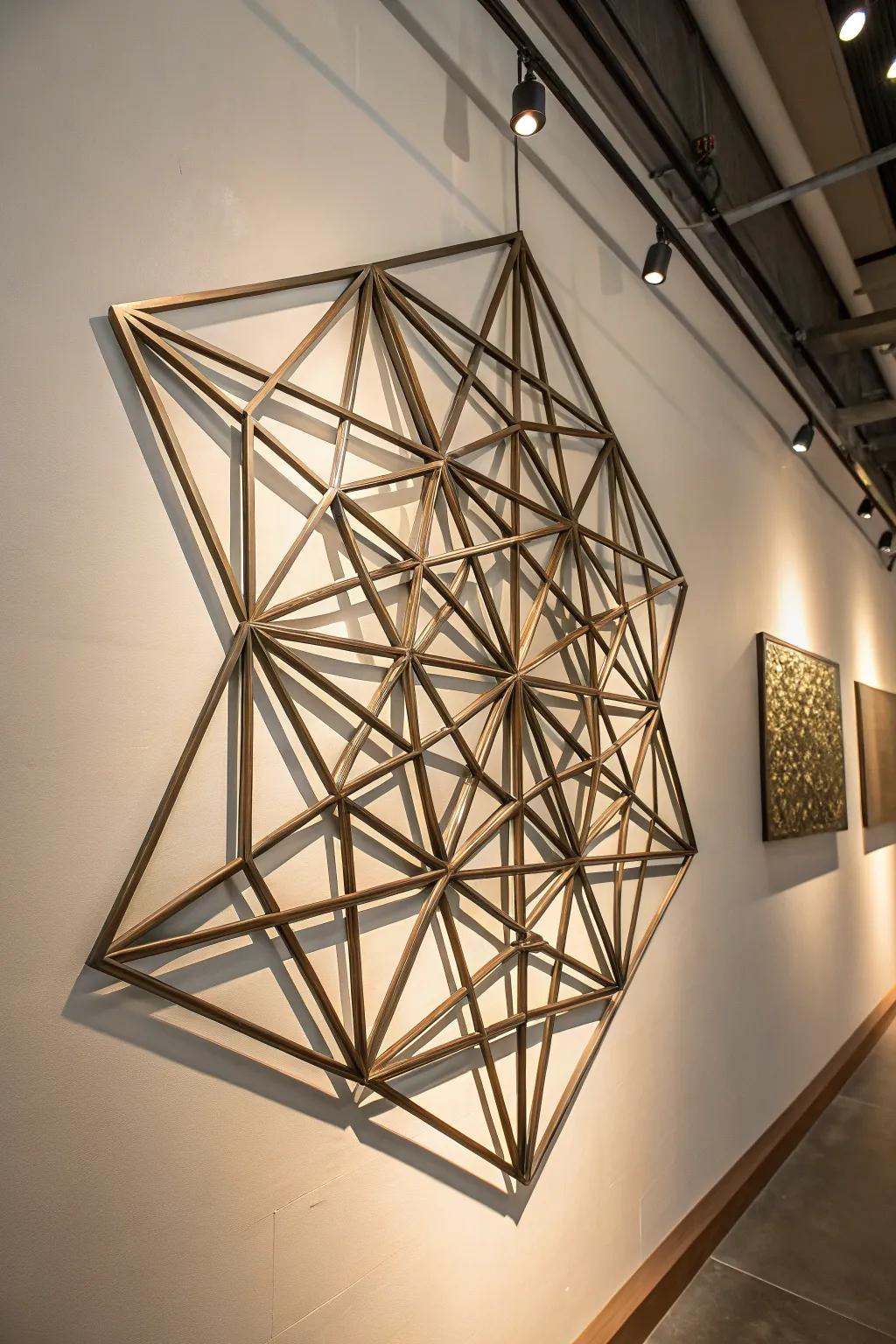 Transform your space with the elegance of geometric metal art.