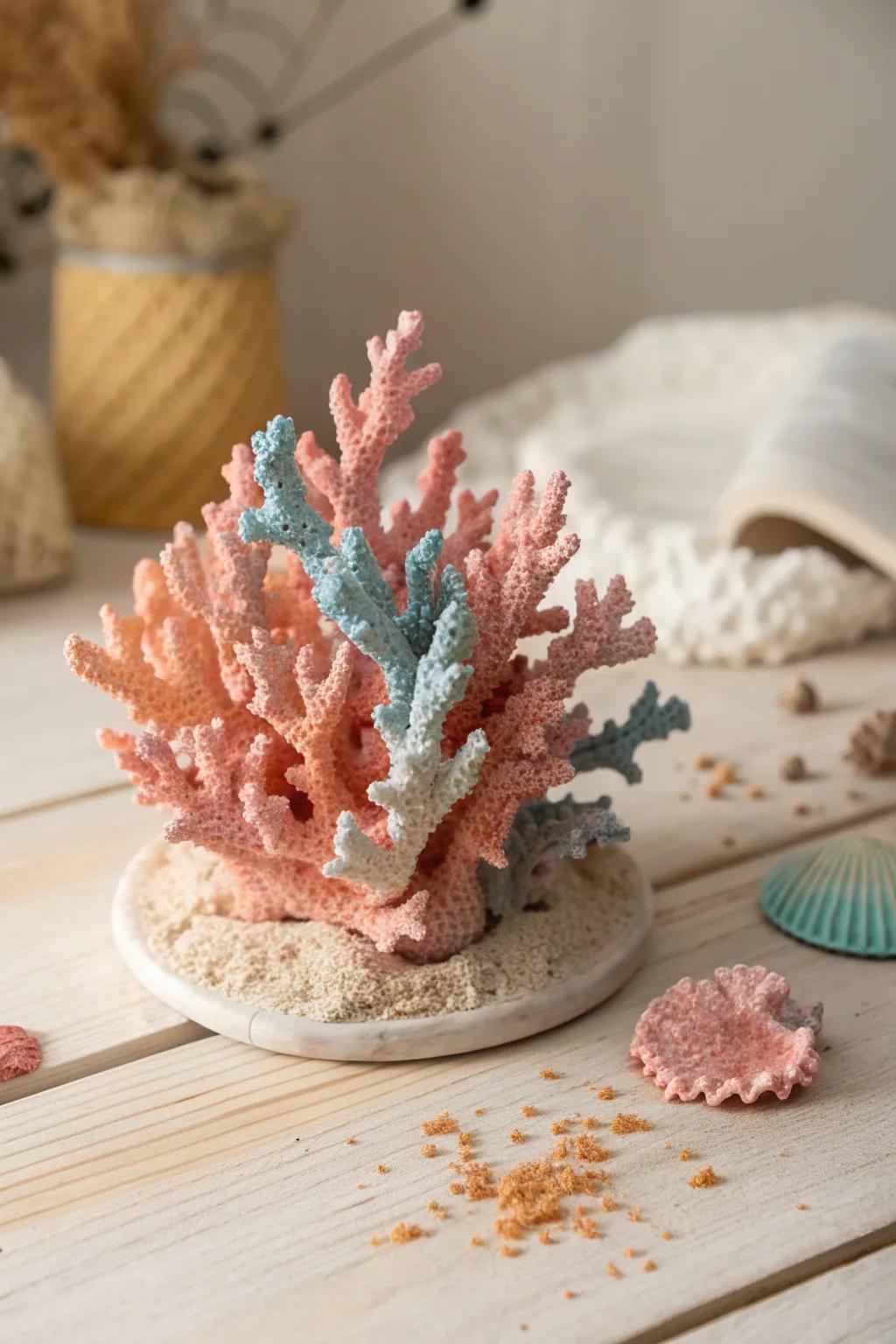 Craft your own ocean-inspired beauty with these elegant clay coral sculptures.