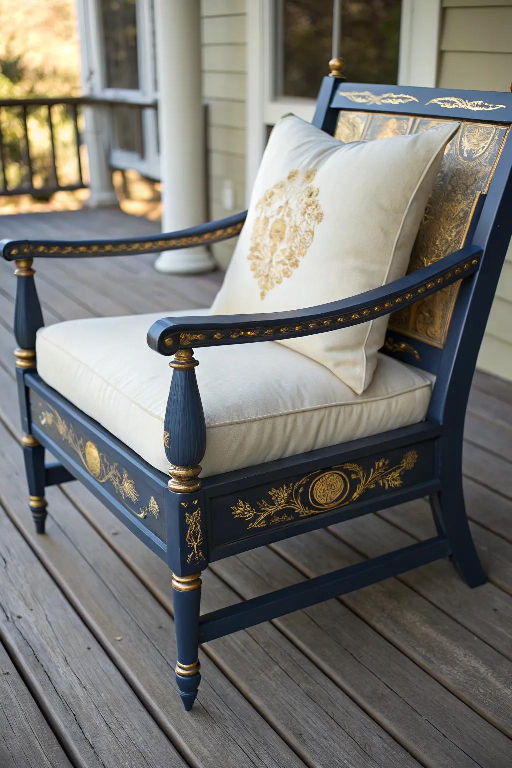 Transform thrift into treasure: A stunning upcycled chair brings style to your deck with minimal cost.