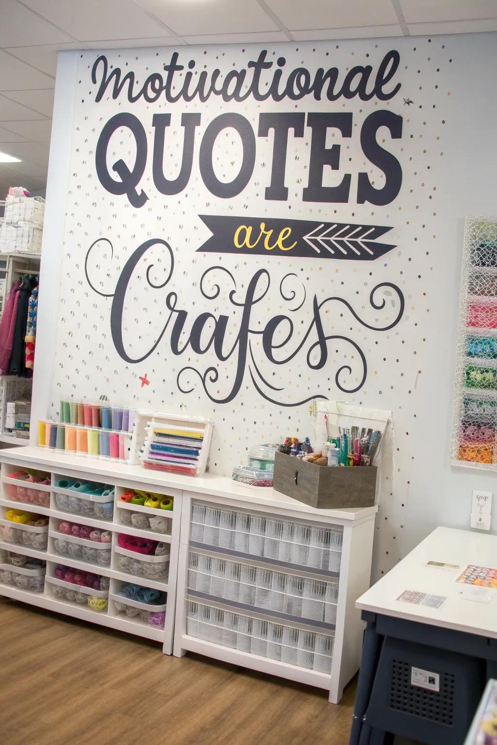 Motivational quotes on the wall set an inspiring mood.