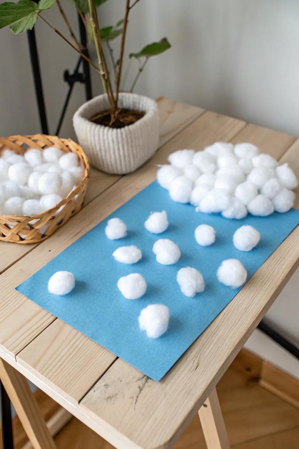 Whimsical Cotton Ball Clouds: A Simple Craft for Little Dreamers