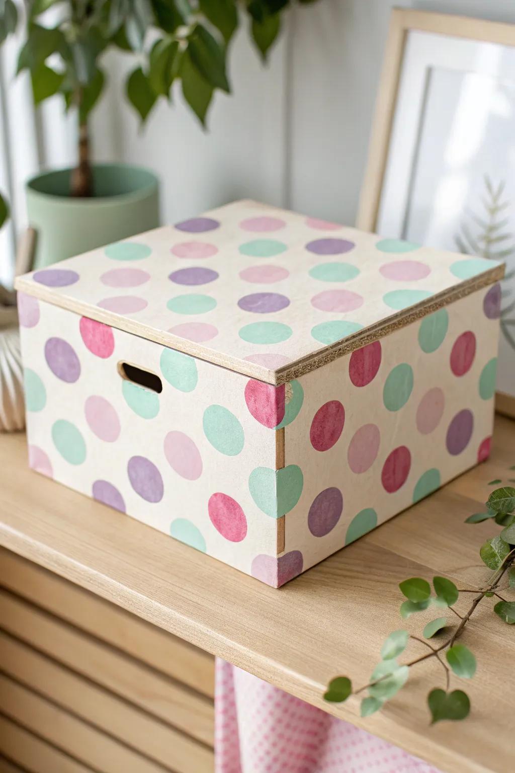 Add a playful touch to your space with bold polka dots in soothing pastel hues.