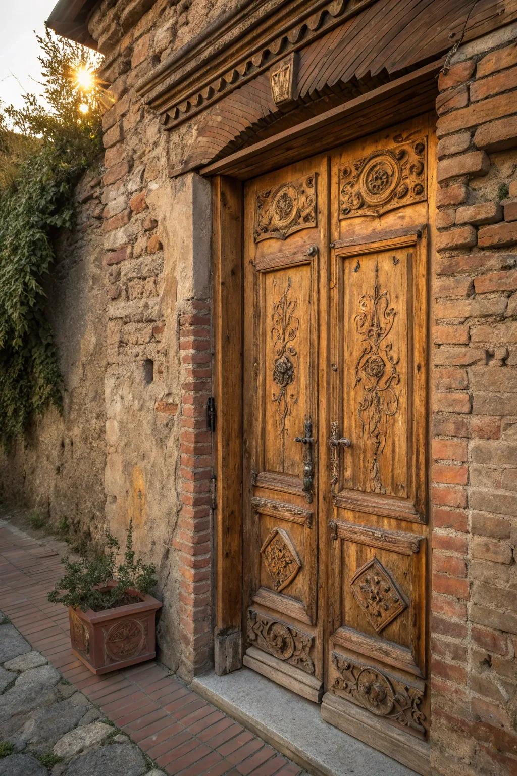 Unlock timeless charm with a beautifully weathered vintage door.