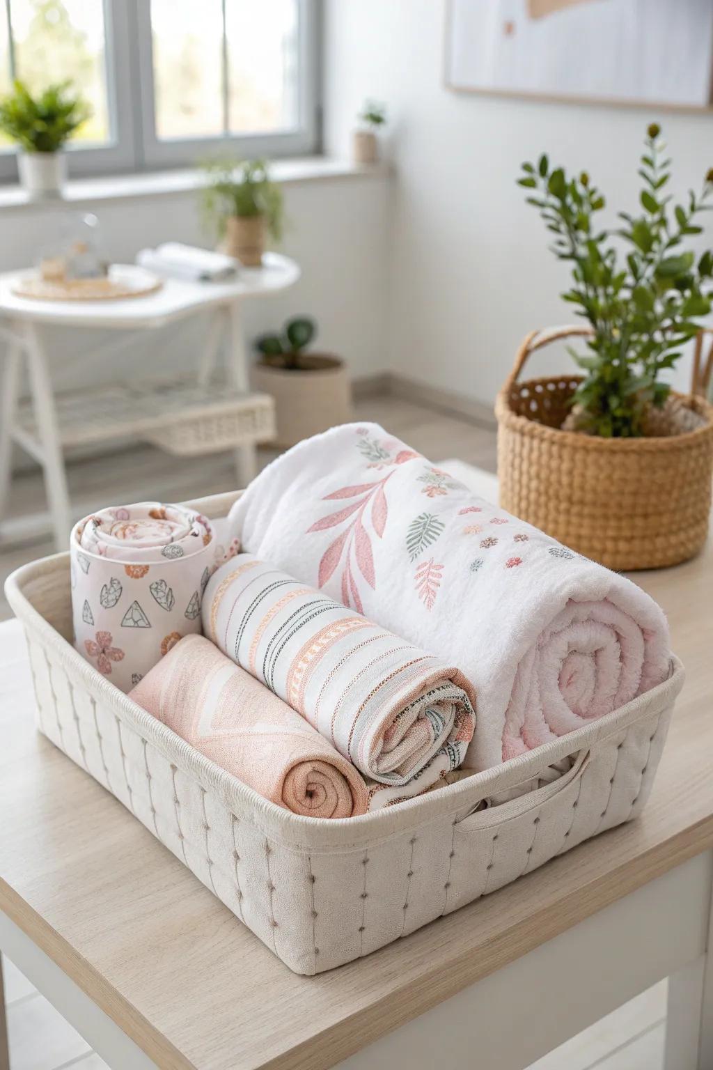Elevate your gift-giving with a chic towel wrap – perfect for baby showers with a touch of minimalist beauty.