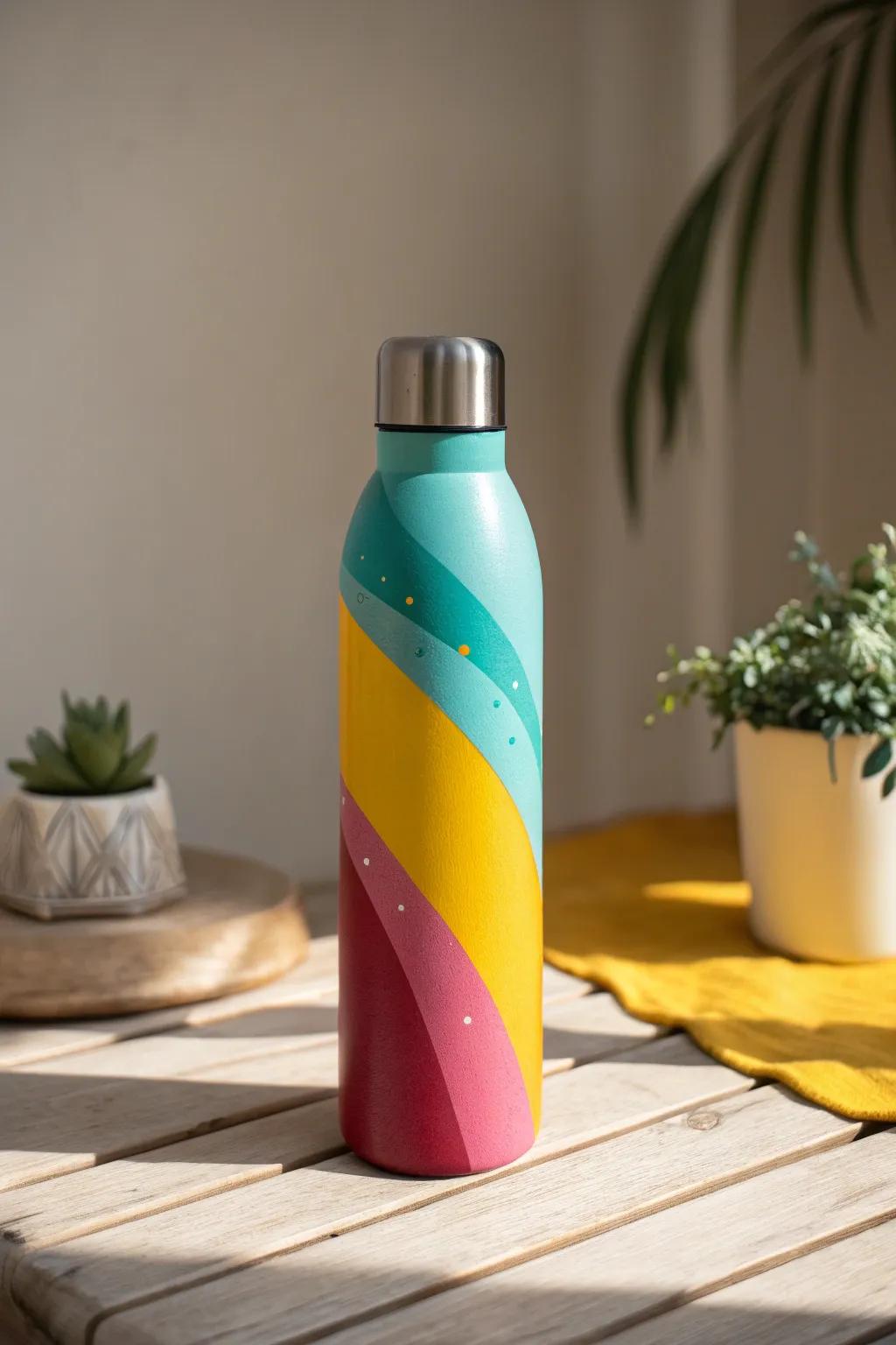 Add a splash of color to your day with this vibrant, custom-designed water bottle!