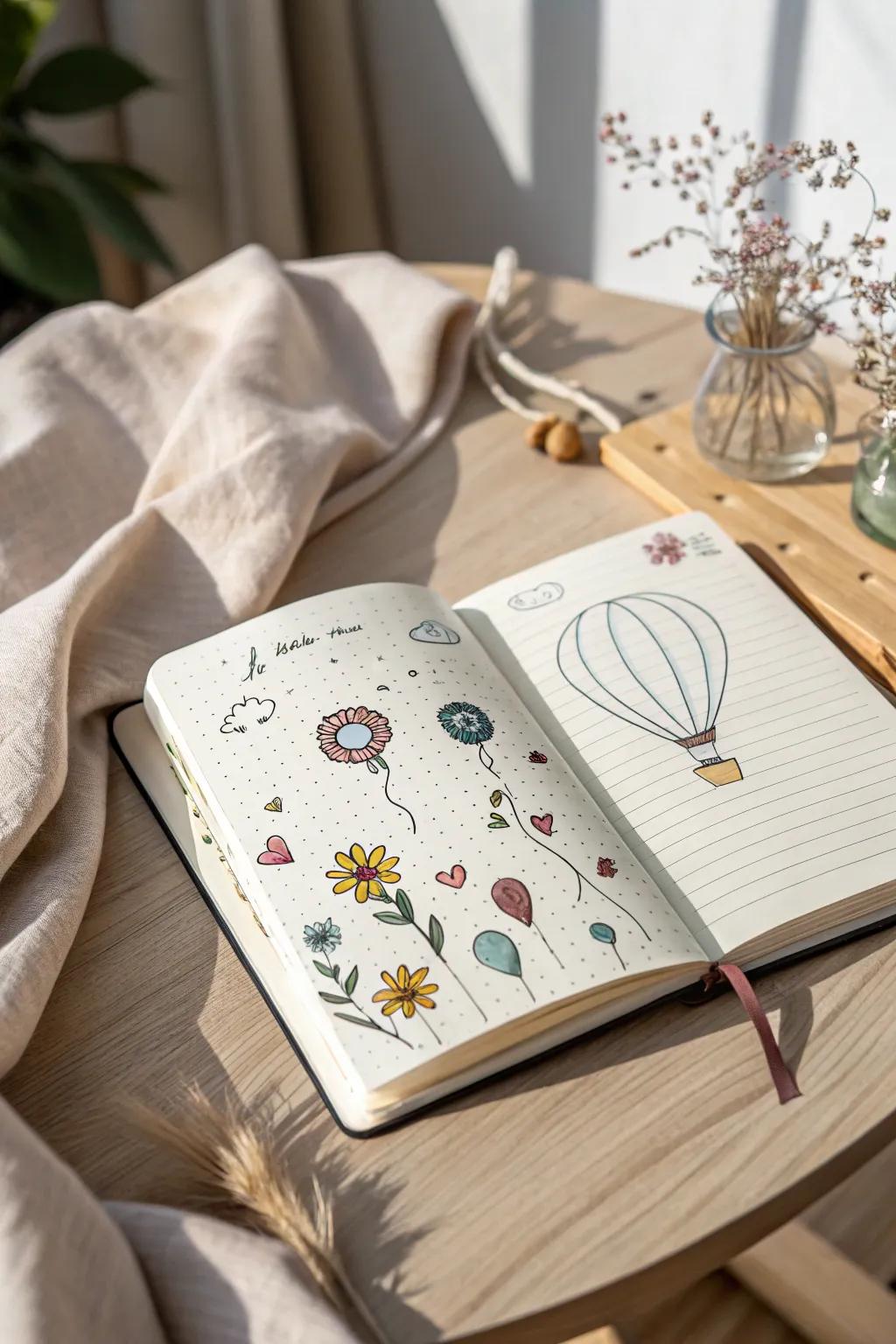 Infuse your journal with whimsy and charm. Let your doodles tell a story. #JournalJoy #CreativeExpression