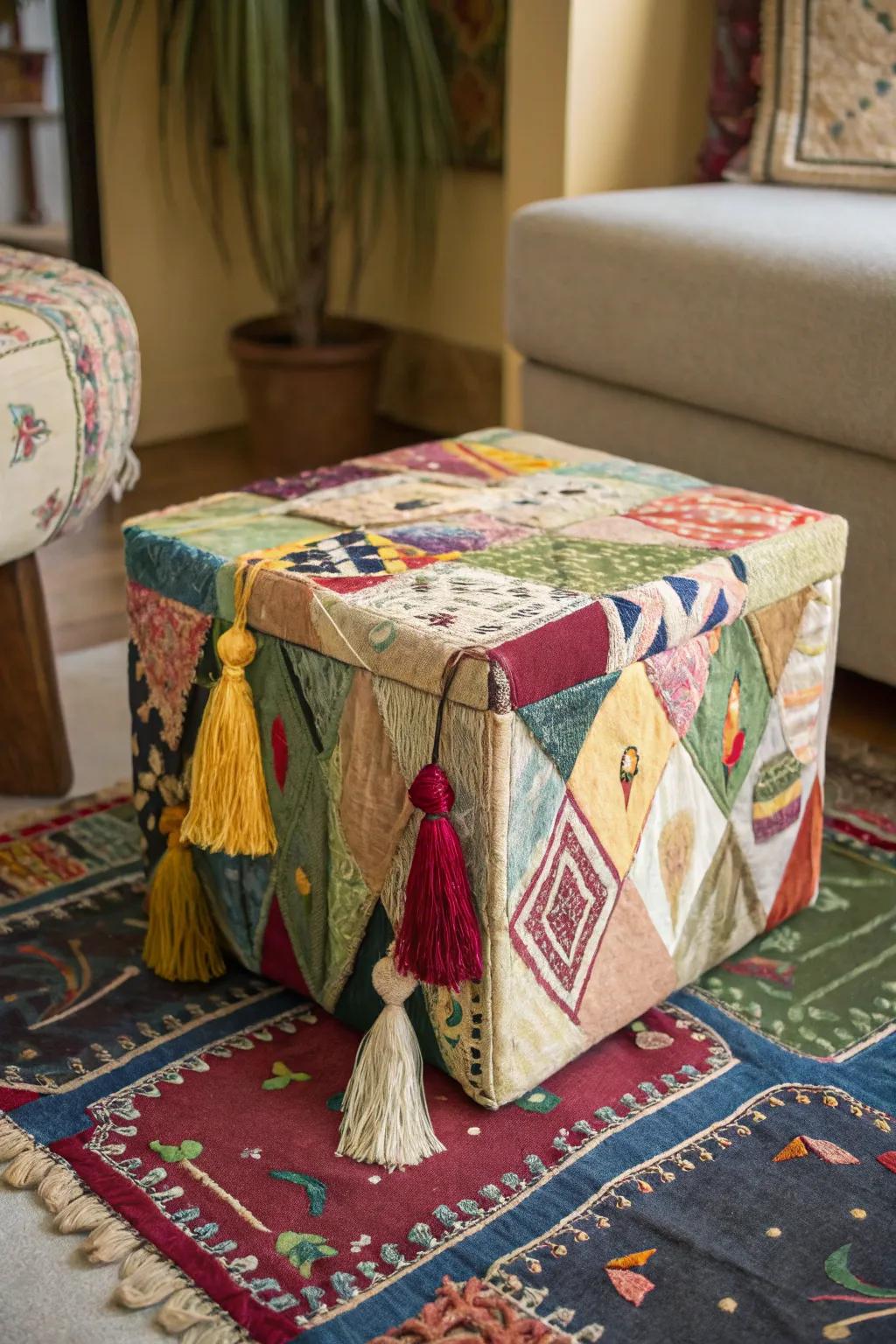 A bold and vibrant bohemian box perfect for eclectic decor lovers.