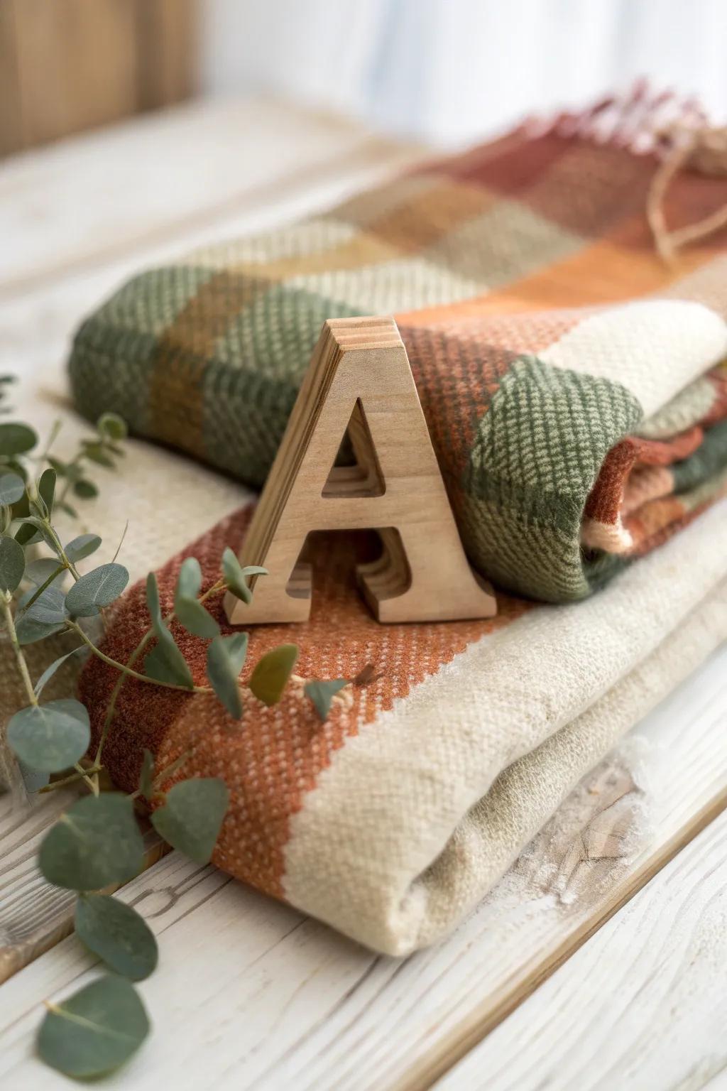 Elevate your decor with a cozy touch: fabric-wrapped wooden letters for a personalized and stylish statement.