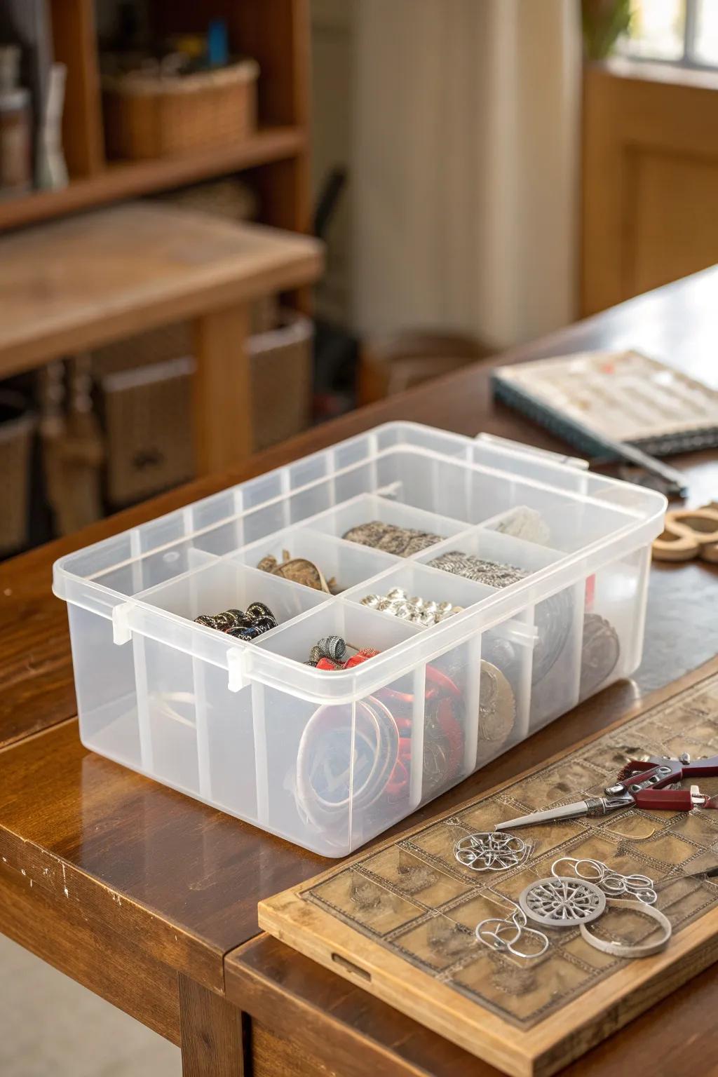 Effortless organization with a touch of transparency — streamline your crafting with elegance.