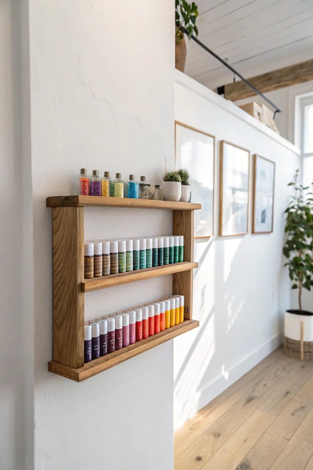 A rainbow of creativity within reach 🌈✨ Organize your art space with minimalist charm.