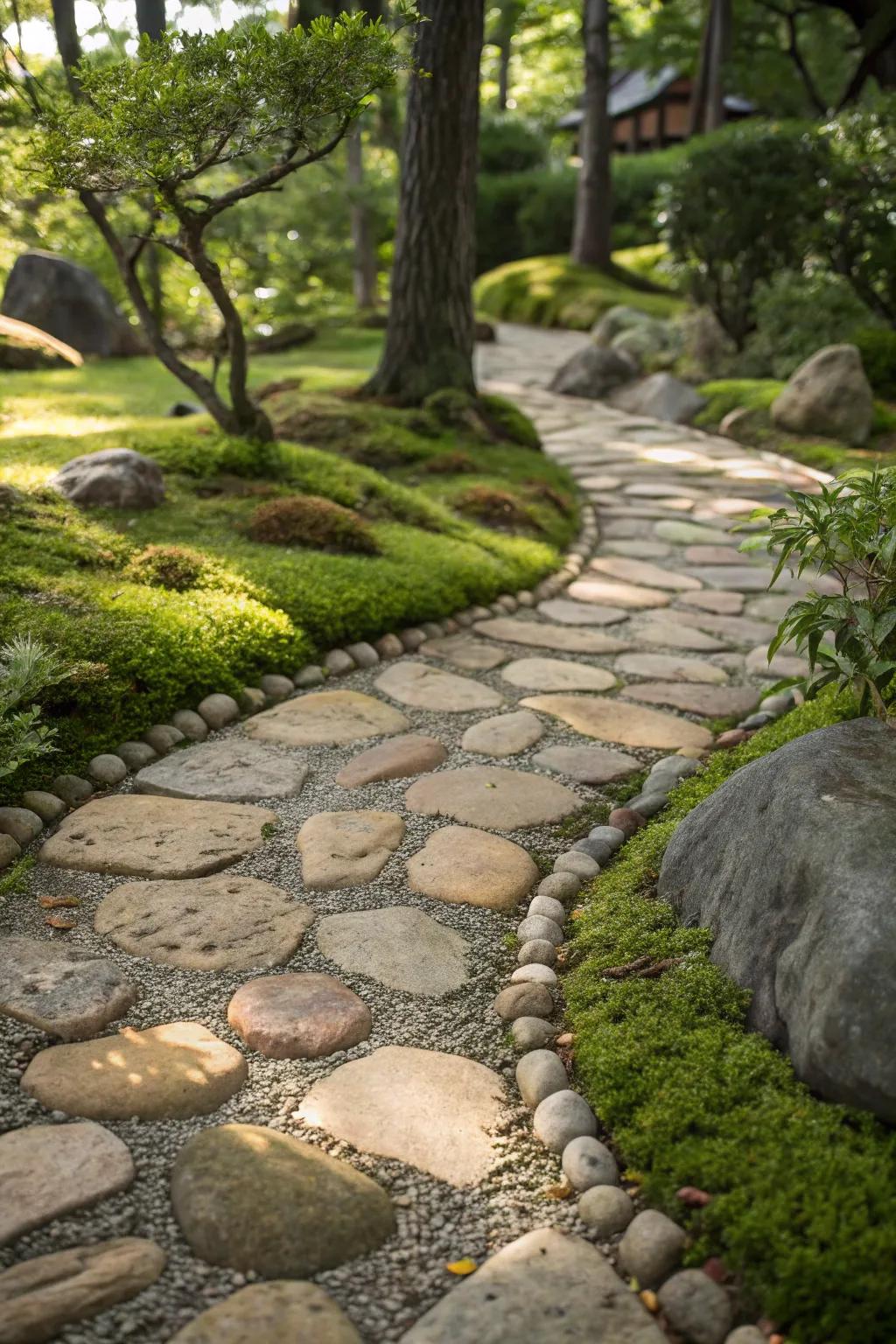 Create a captivating garden journey with handcrafted stone pathways.